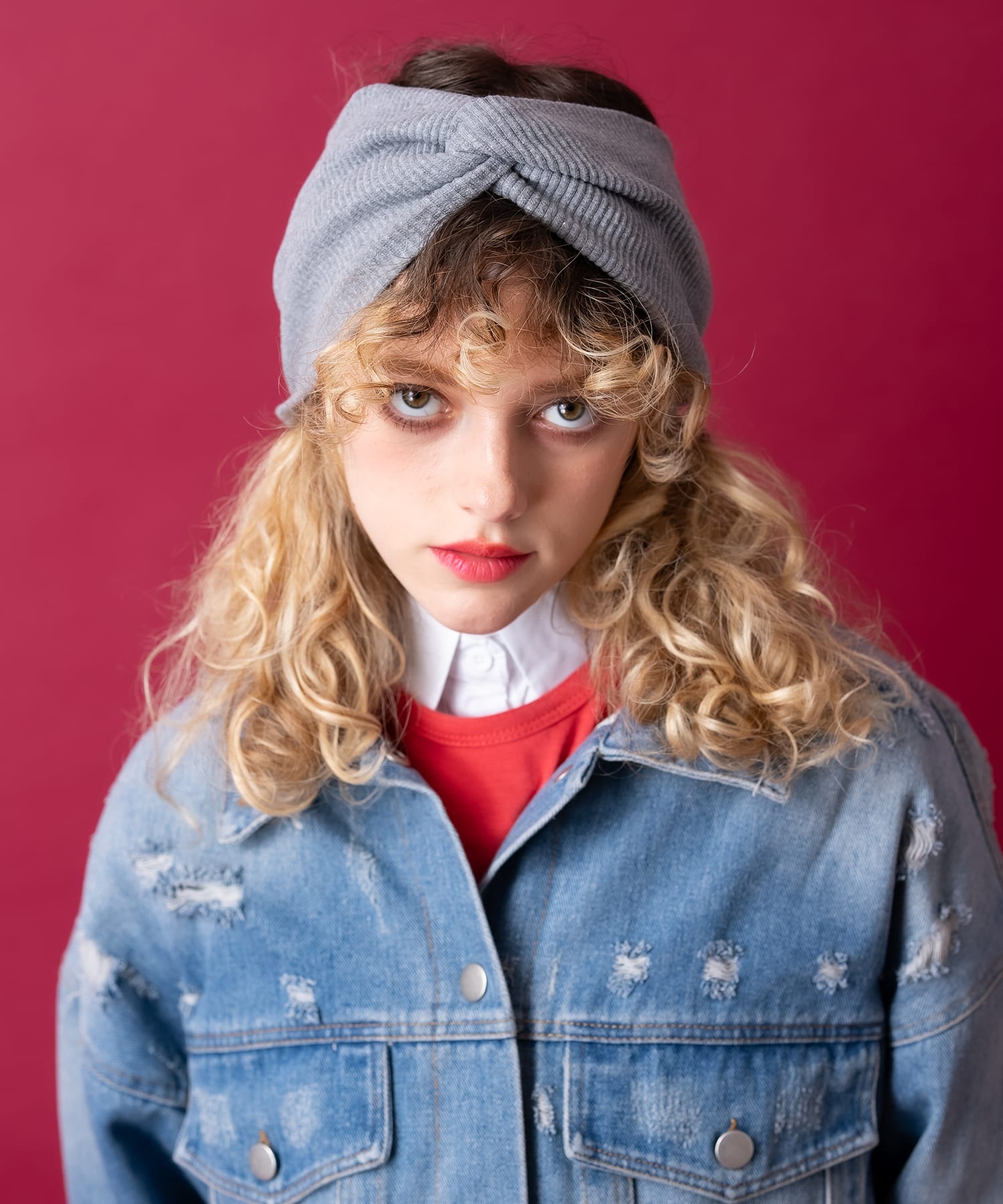 ストレッチコットンリブクロスターバンヘアバンド / レディース メンズ