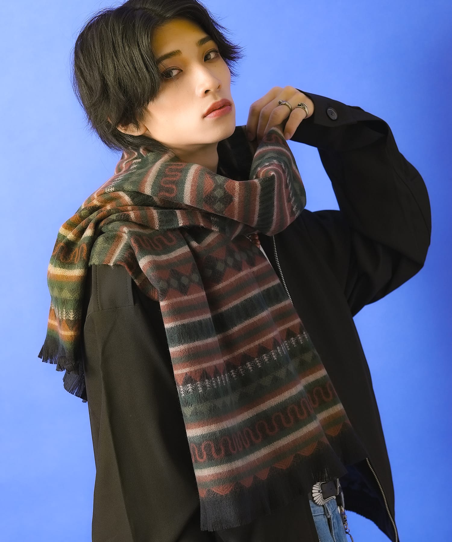 ネイティブ柄ファータッチマフラー / メンズ レディース ユニセックス