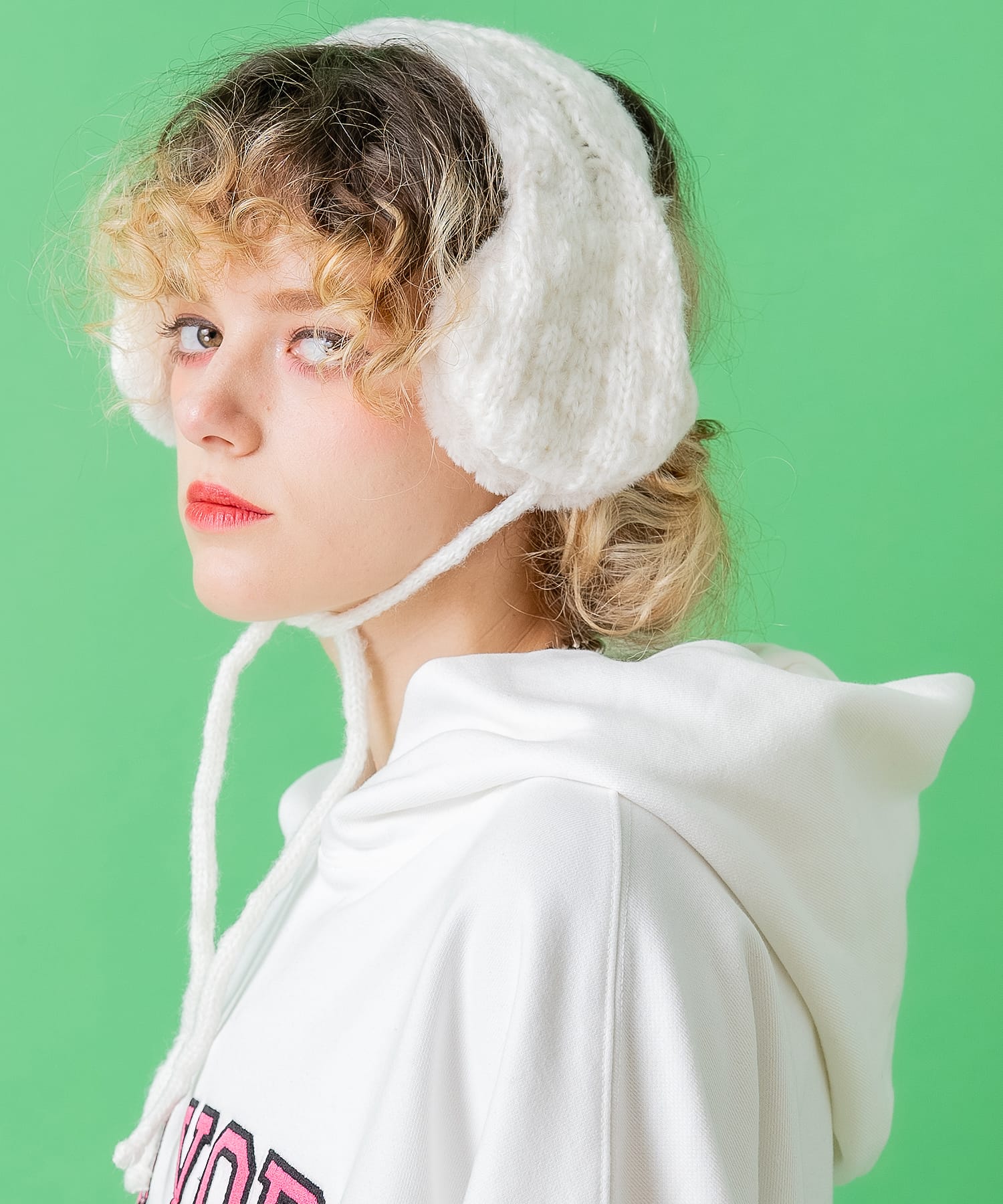 an meets zakka リブニット×モコモコファーコンビイヤーマフ