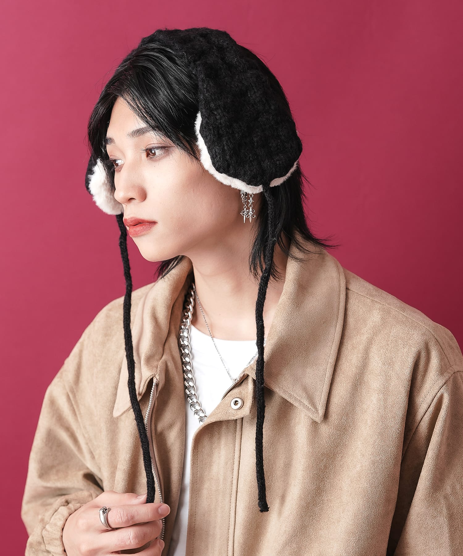 新品未使用保管品GUCCI イヤーマフリアルファー 白耳あてグッチ
