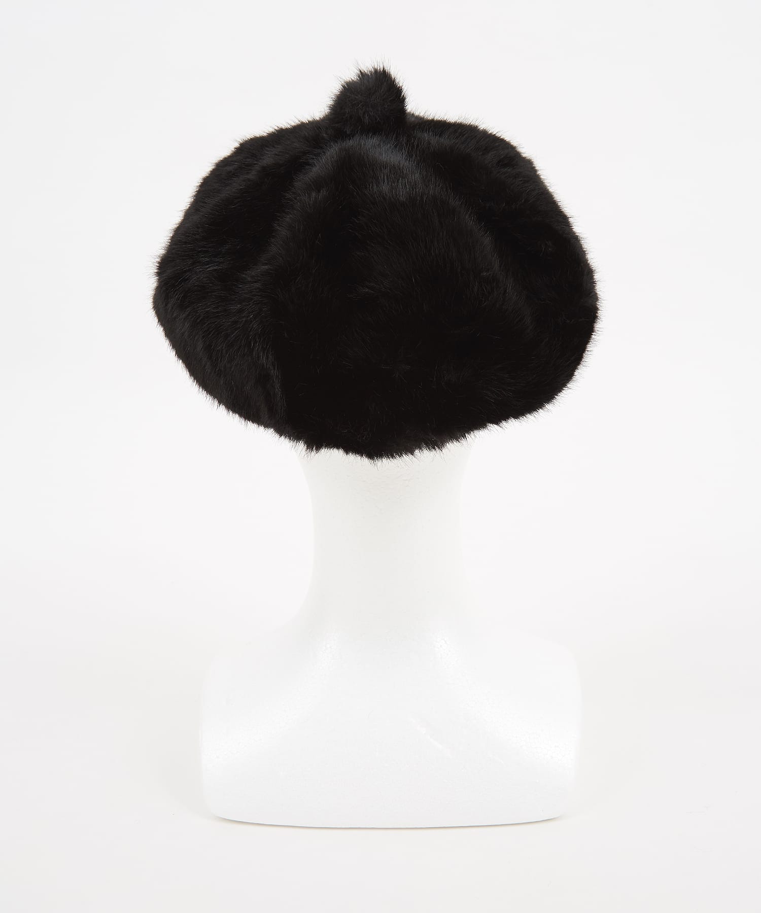 Vaquiaux ファー付きベレー帽 ブラック　キノコちゃん モコモコボリュームファーベレー帽 / レディース メンズ ユニセックス