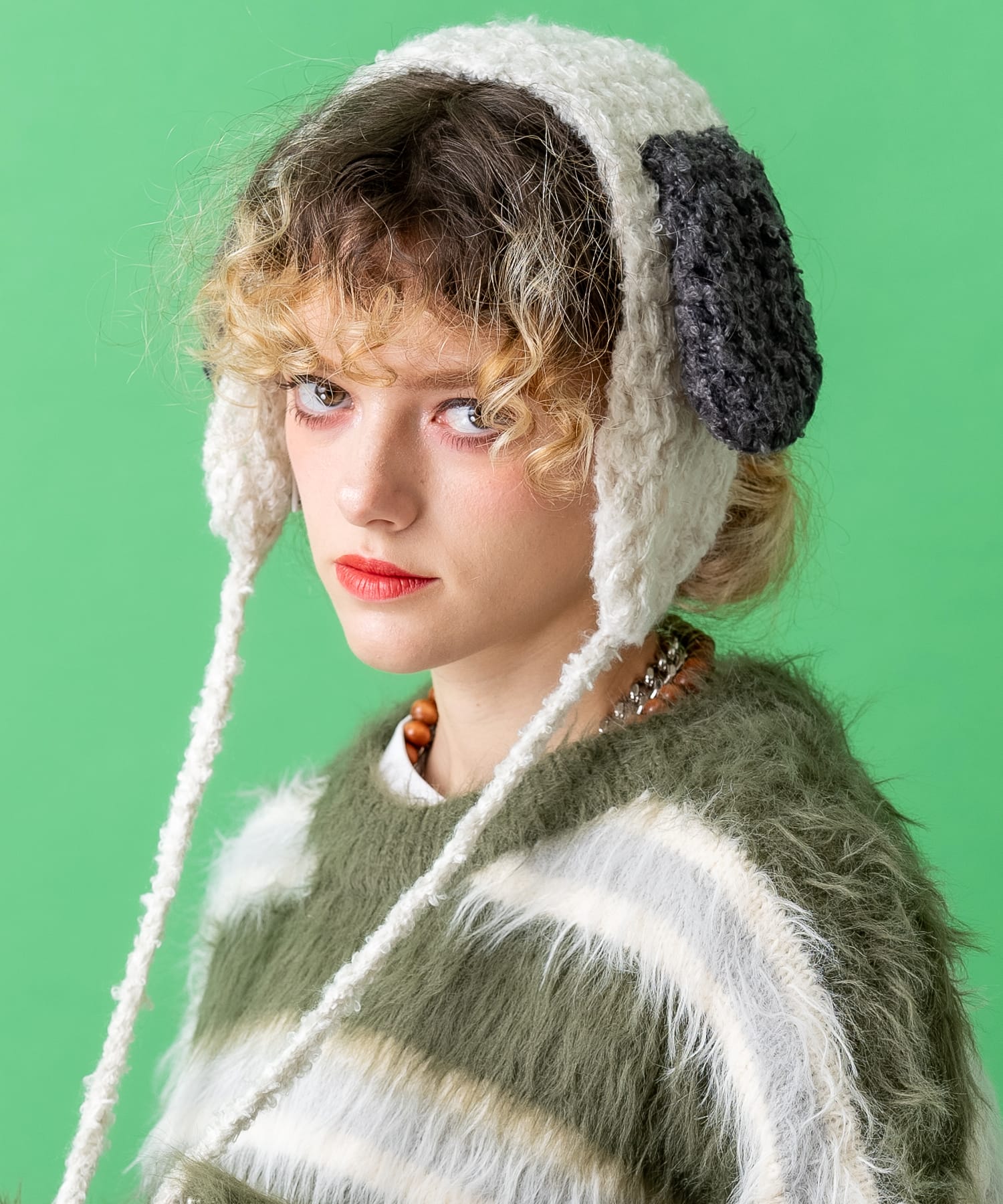 耳付きニットイヤーマフ / 耳当て レディース メンズ ユニセックス