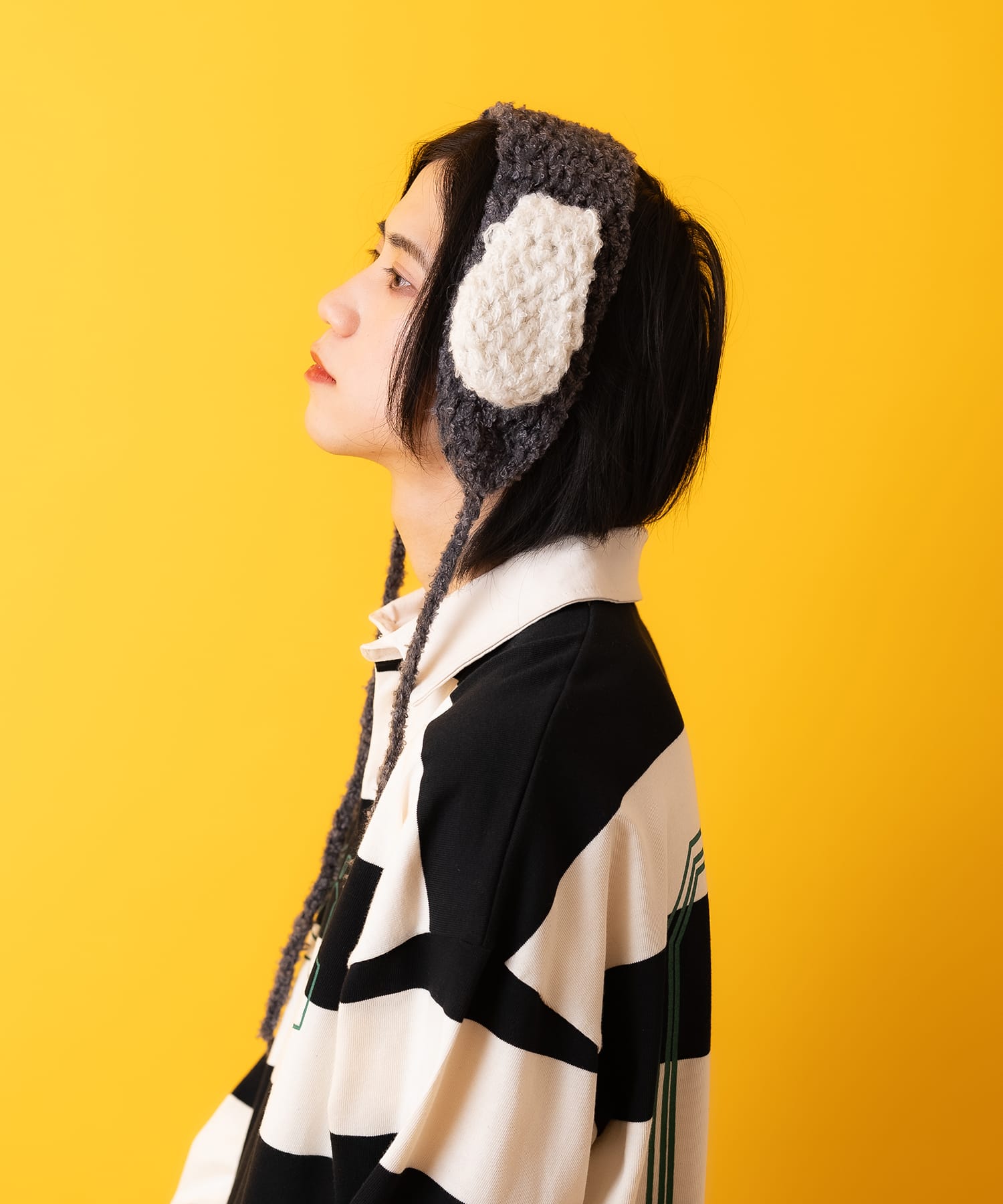 耳付きニットイヤーマフ / 耳当て レディース メンズ ユニ