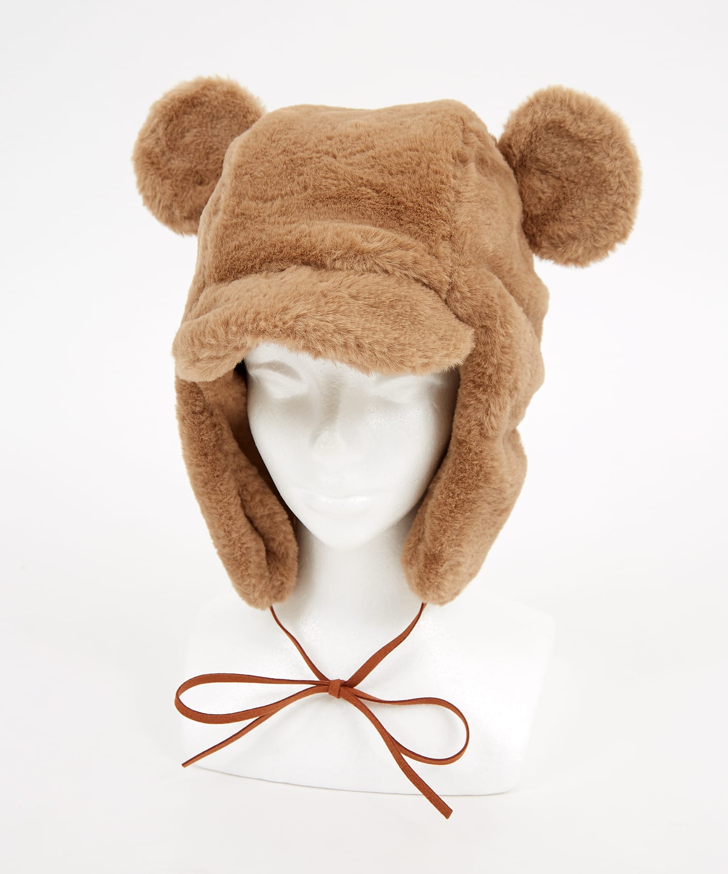 d*7様 アンダーカバー ダークブラウン ファー 耳あて付き帽子 耳付きファーフライトキャップ / フライトハット レディース