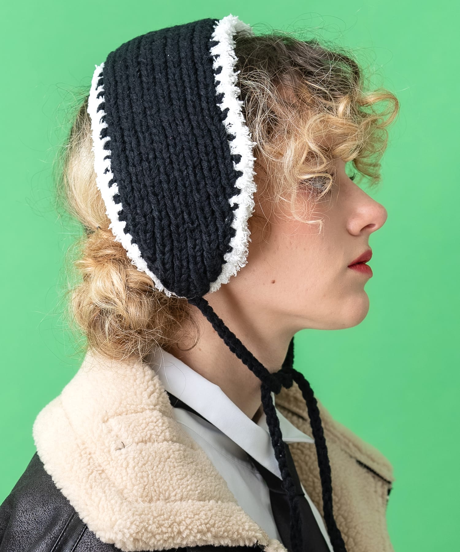 ニット×ファーリバーシブルイヤーマフ / 耳当て レディース メンズ