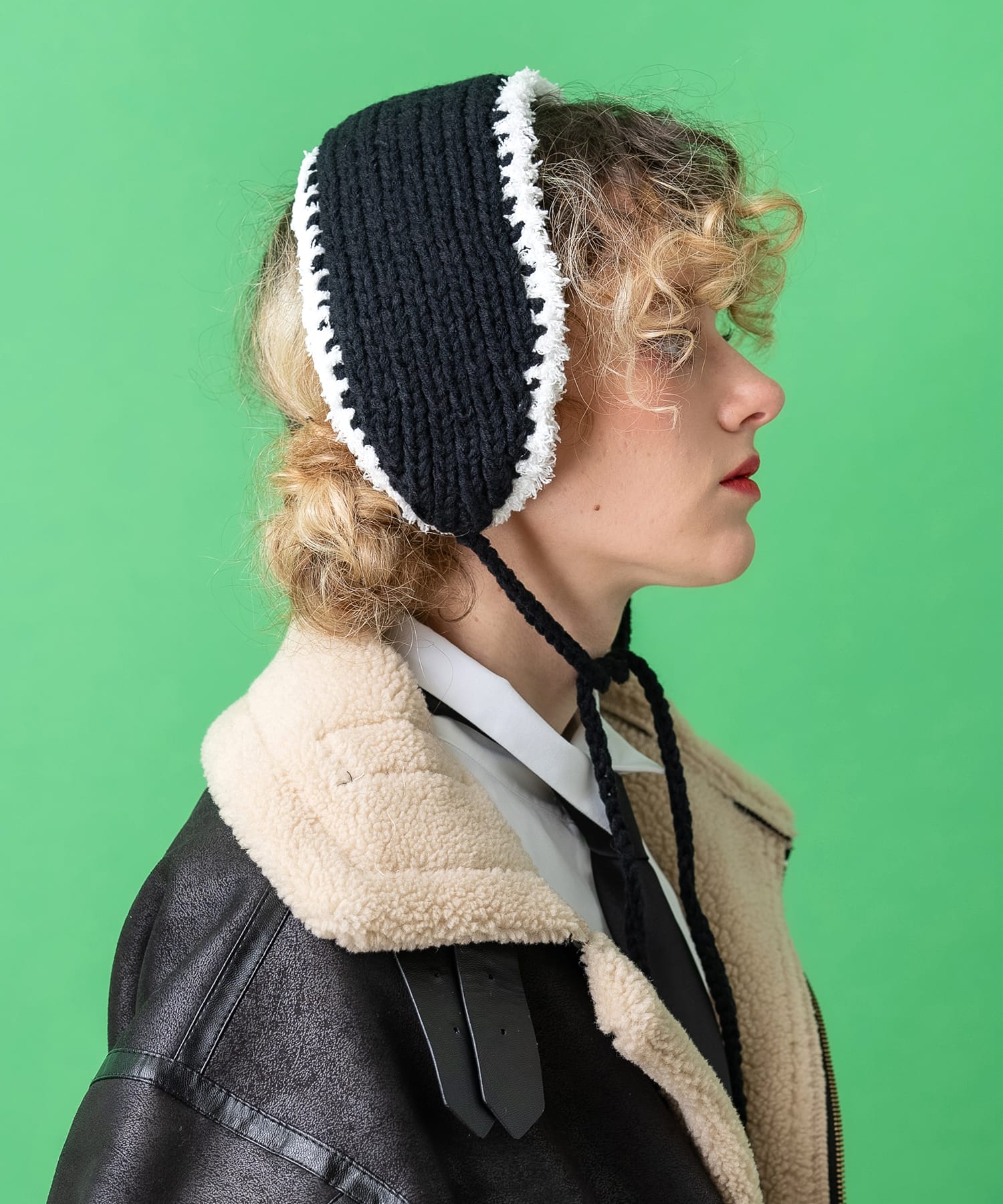 ニット×ファーリバーシブルイヤーマフ / 耳当て レディース メンズ