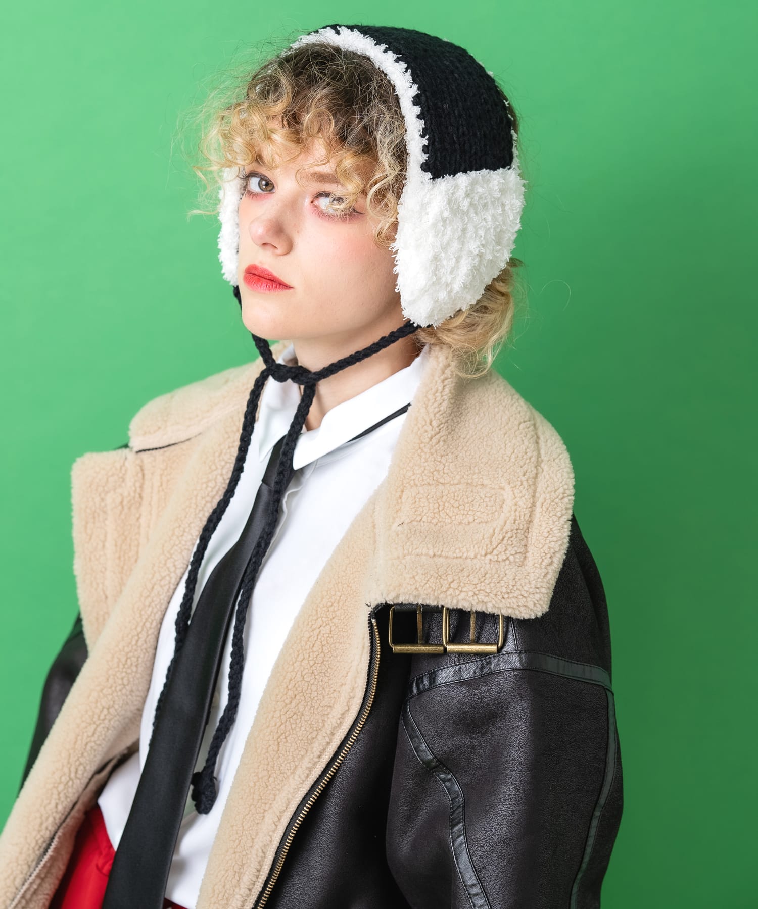 ニット×ファーリバーシブルイヤーマフ / 耳当て レディース メンズ