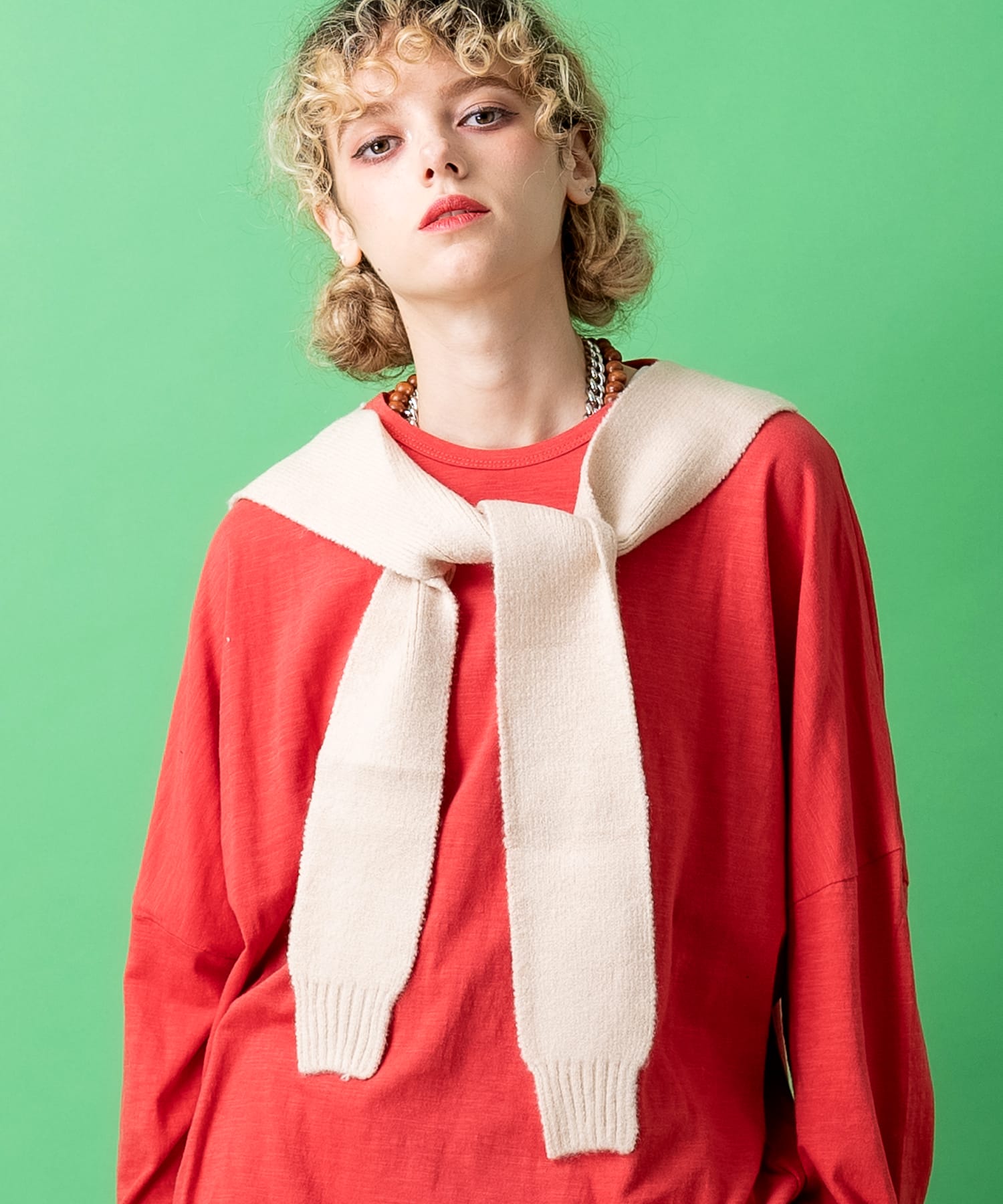 カーディガンライク肩掛けニットショール / レディース メンズ ユニ