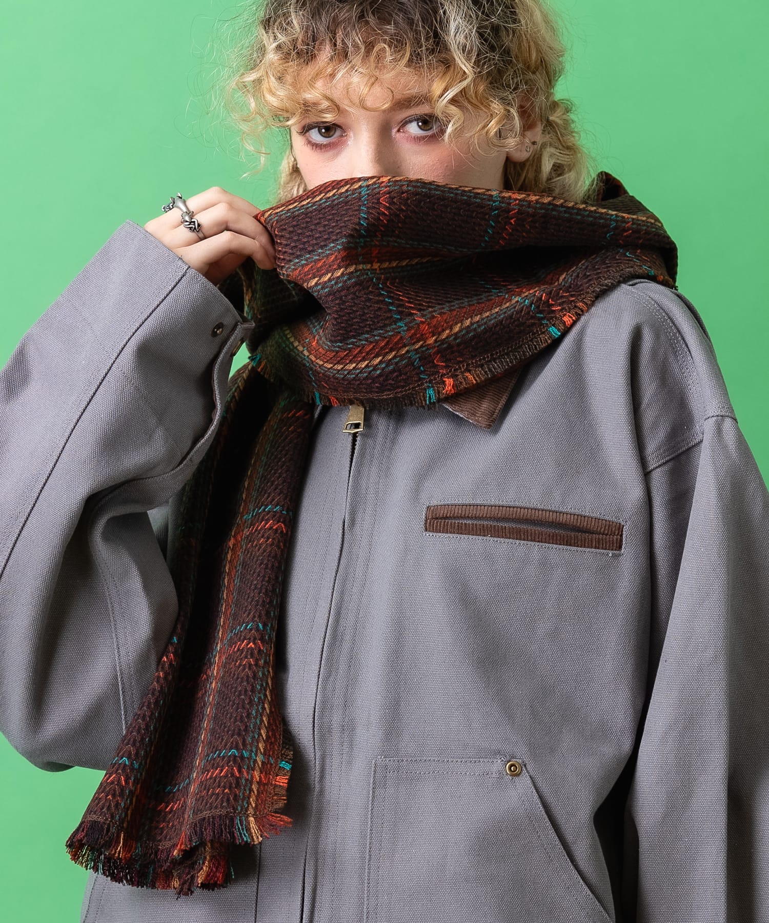 レトロタータンチェック柄アクリルマフラー / メンズ レディース ユニ