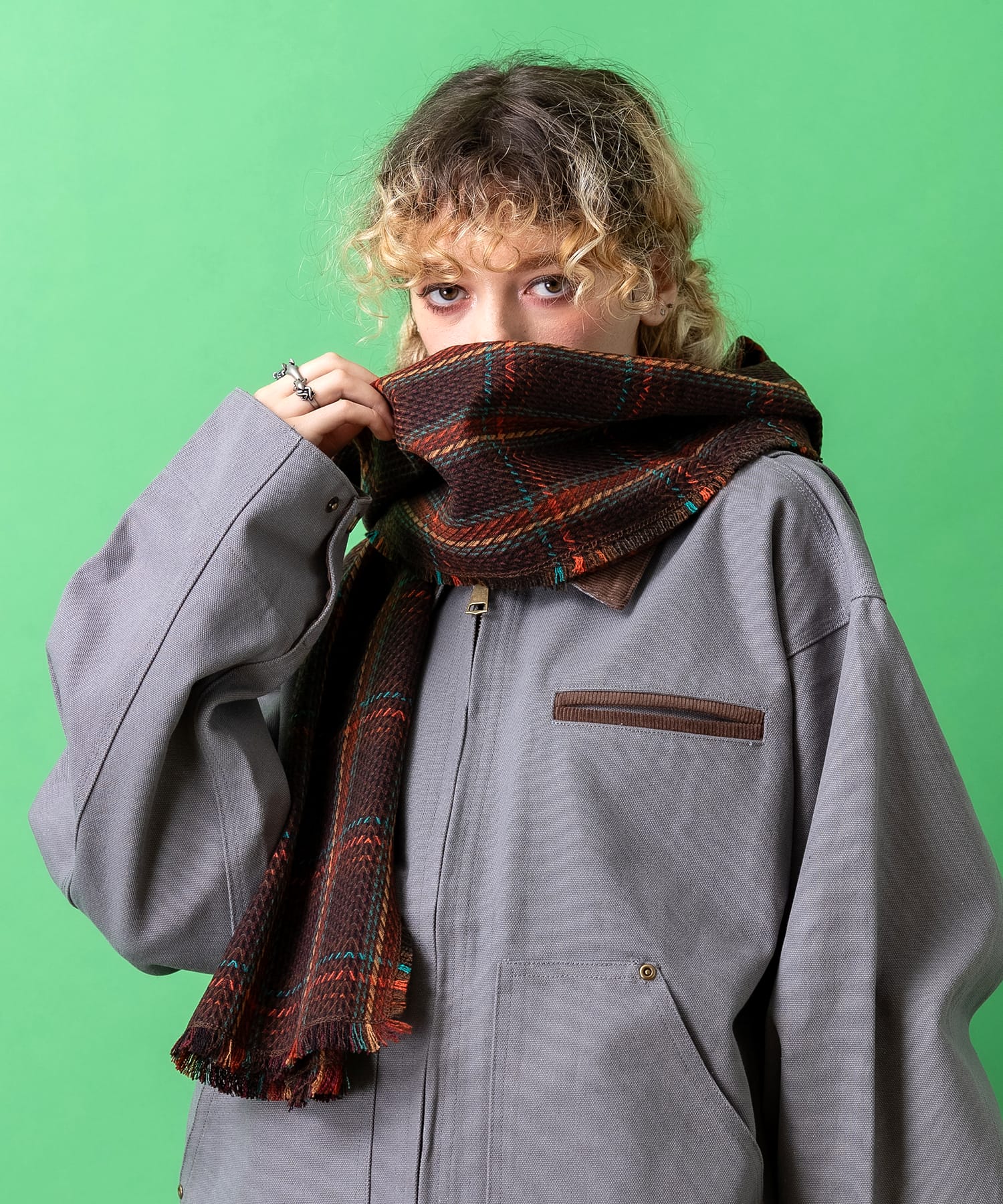 レトロタータンチェック柄アクリルマフラー / メンズ レディース ユニ