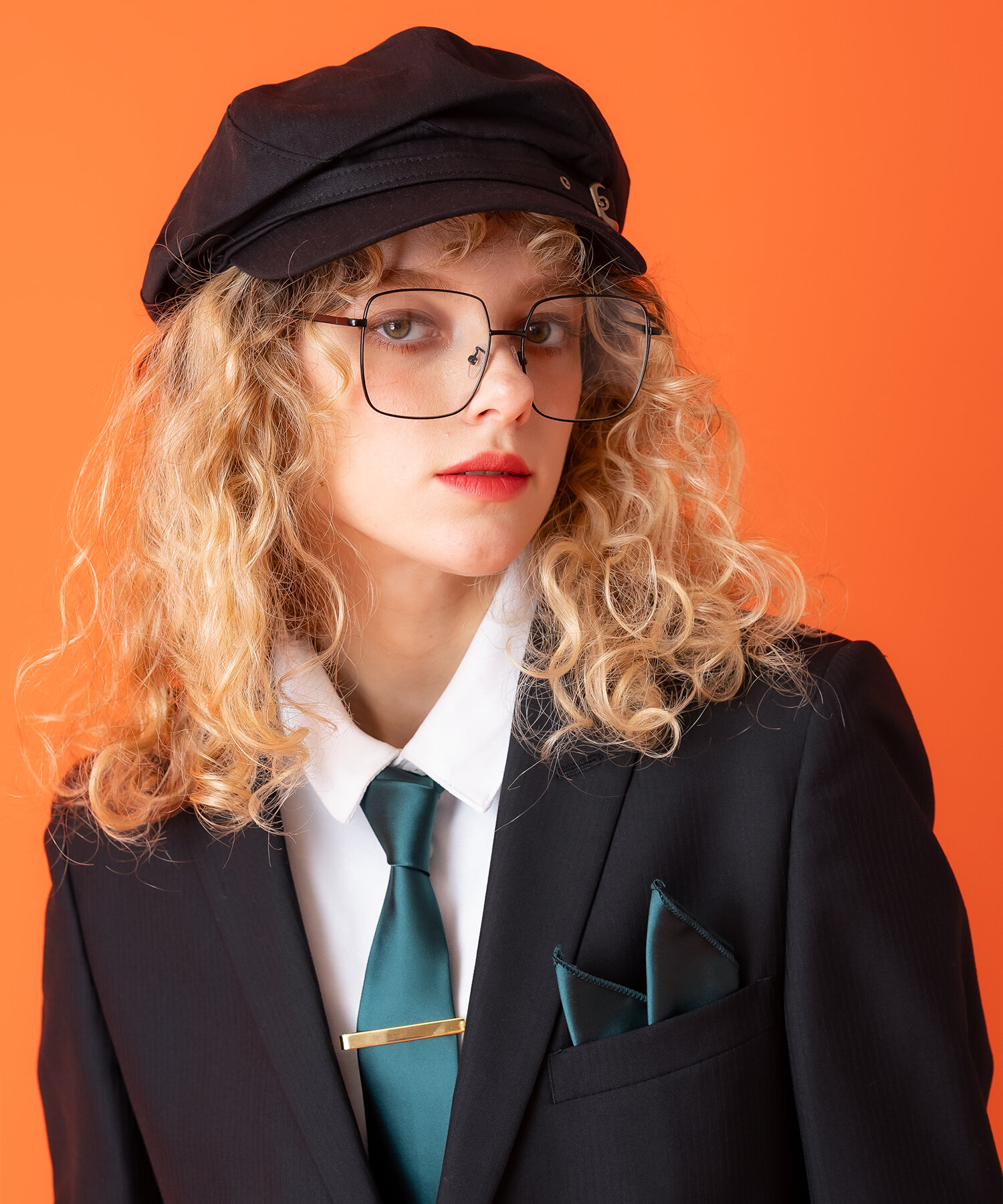 アカネ レトロビッグスクエアメガネ / クリアレンズ 伊達眼鏡 メンズ