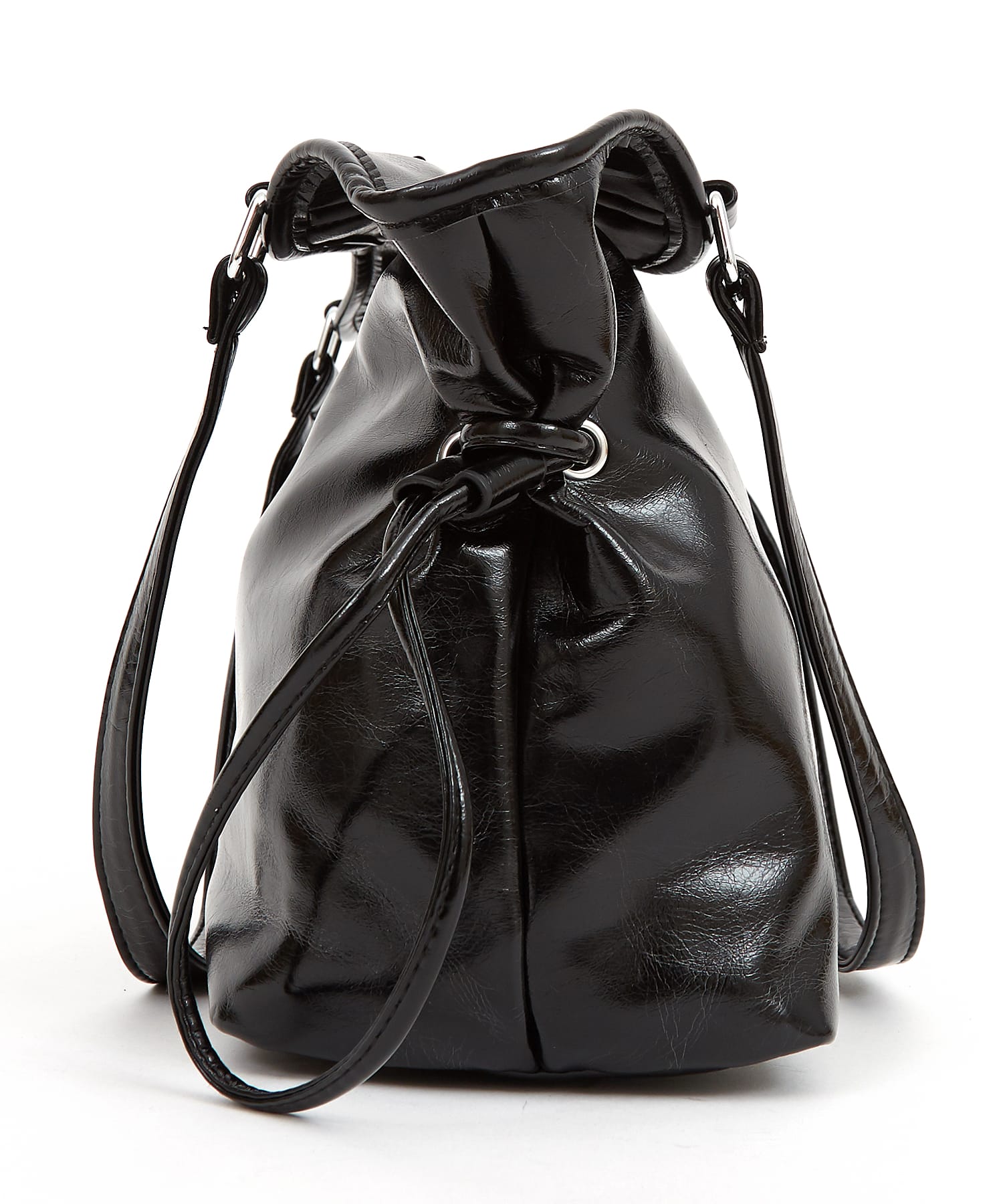 変形コード合成皮革ロングハンドルバッグ / 肩掛け バック 鞄 カバン