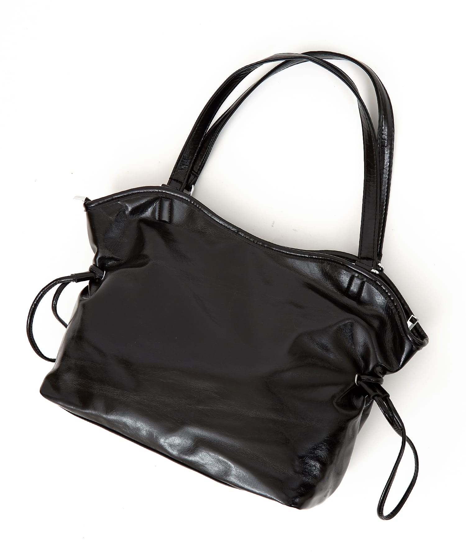 変形コード合成皮革ロングハンドルバッグ / 肩掛け バック 鞄 カバン