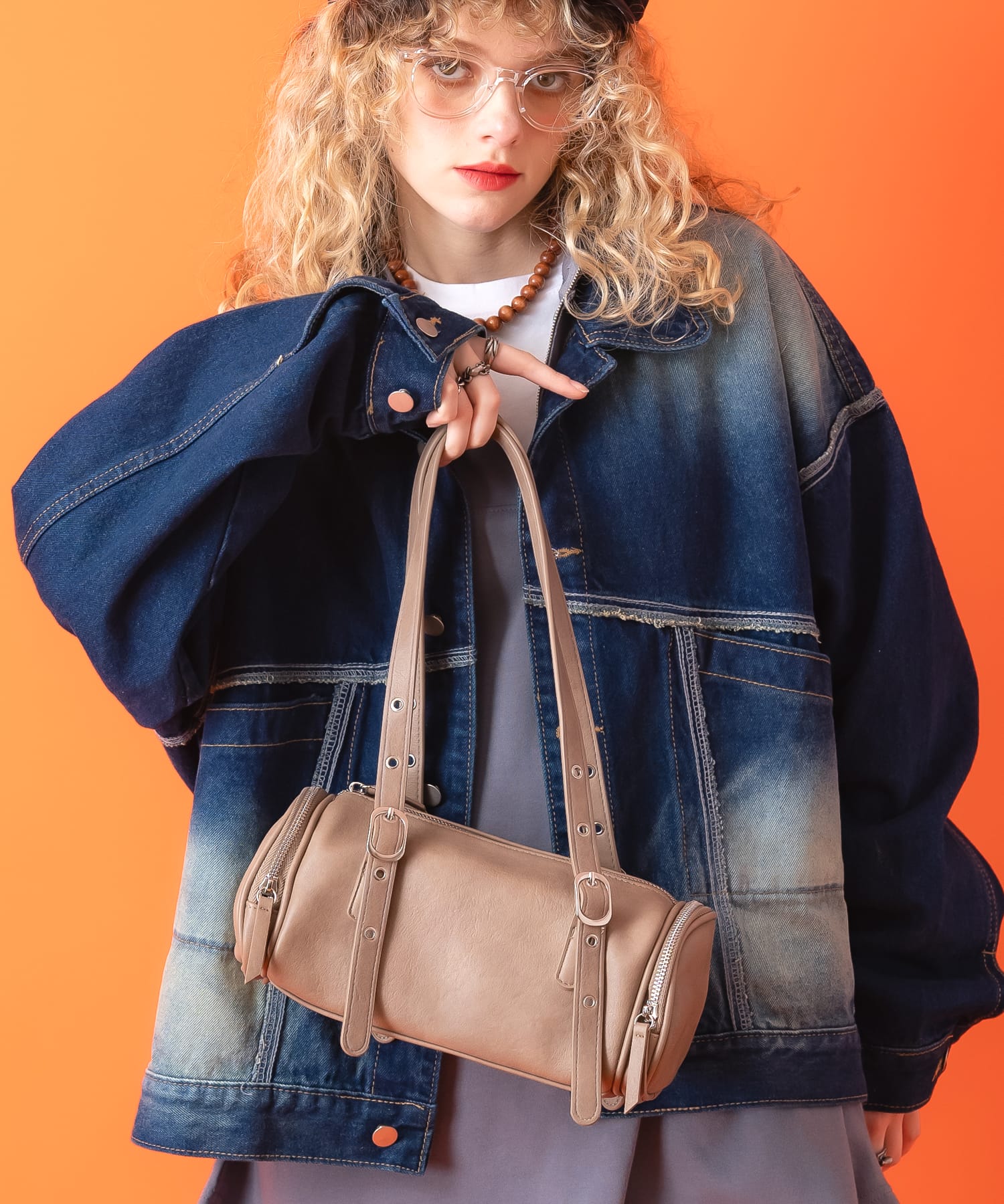 an meets zakka 合成皮革サークルショルダーミニボストンバッグ