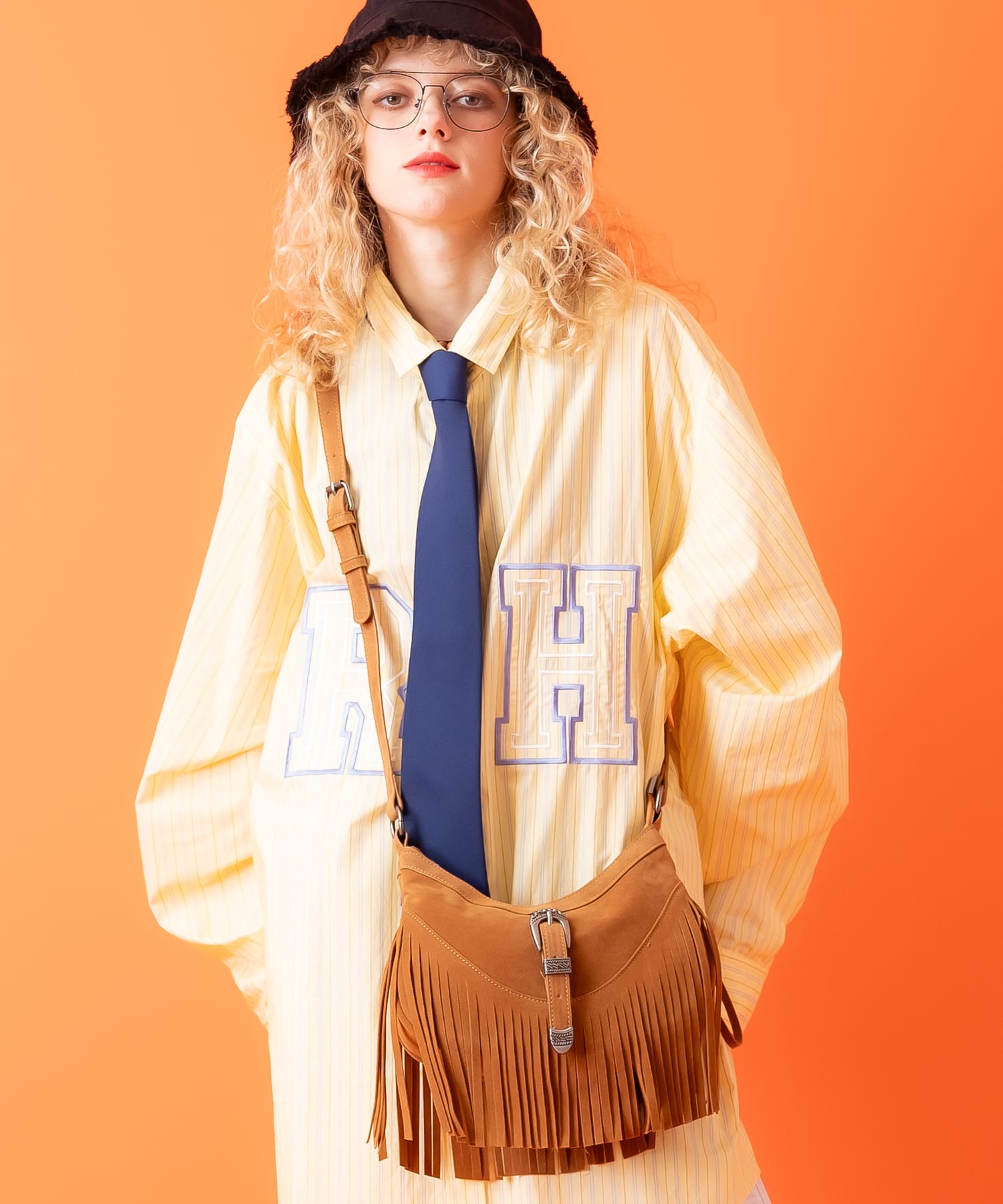 【期間限定 5％OFF】 an meets zakka ウエスタンフリンジスエードハンドル２WAYショルダーバッグ