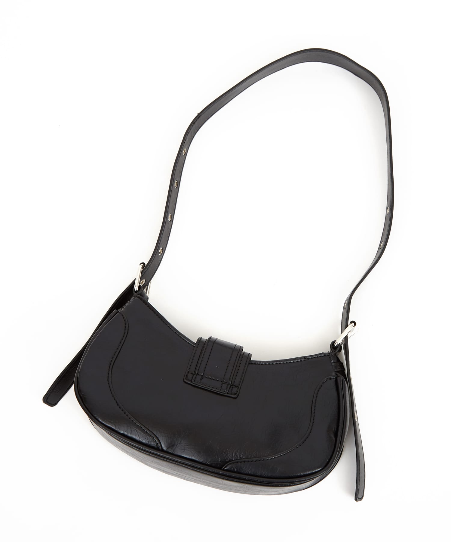 ロッキンベルトワンフラップ合成皮革3WAYハンドルショルダーバッグ