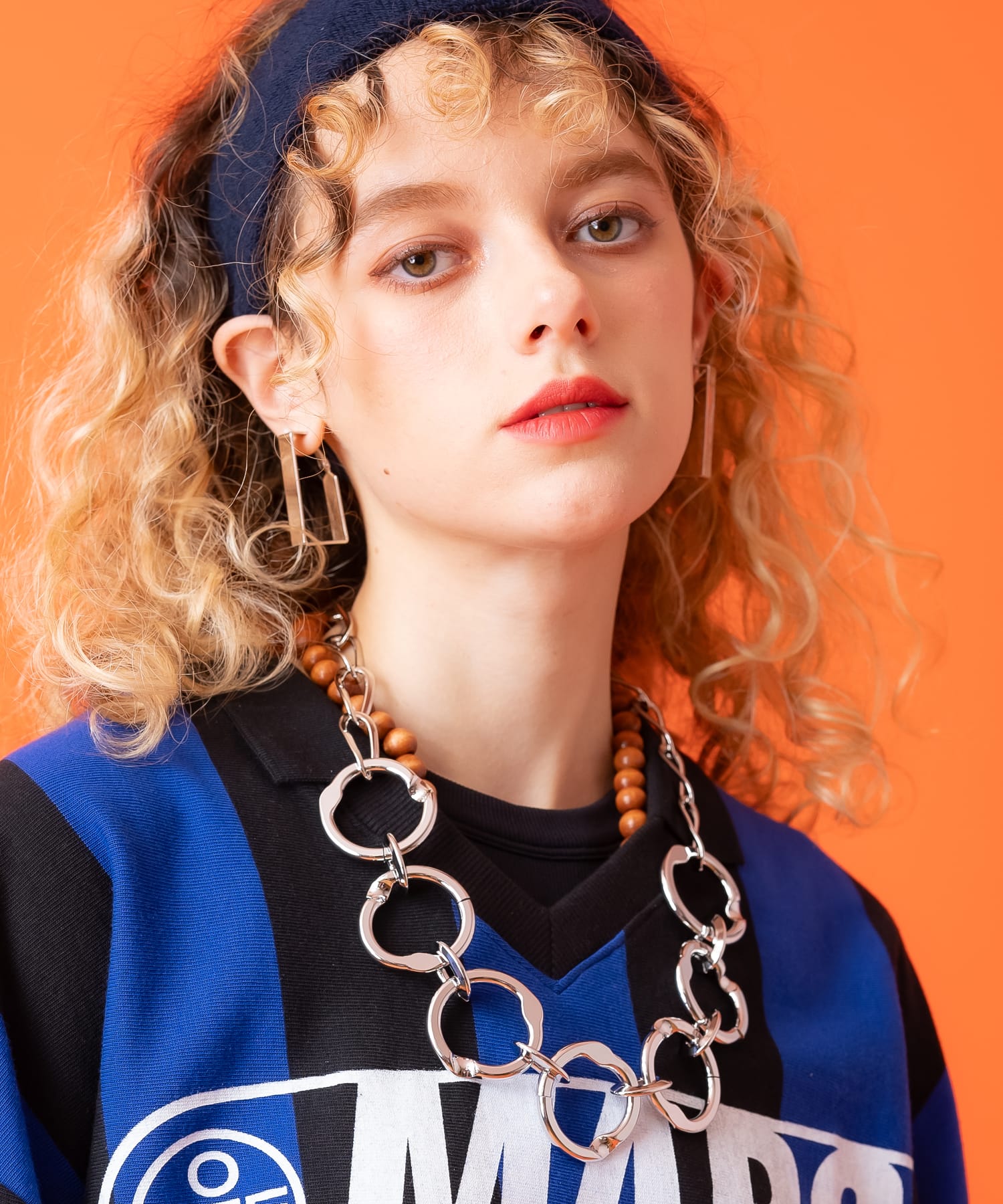 ビッグリングコンビチェーンネックレス(50cm) / メンズ レディース