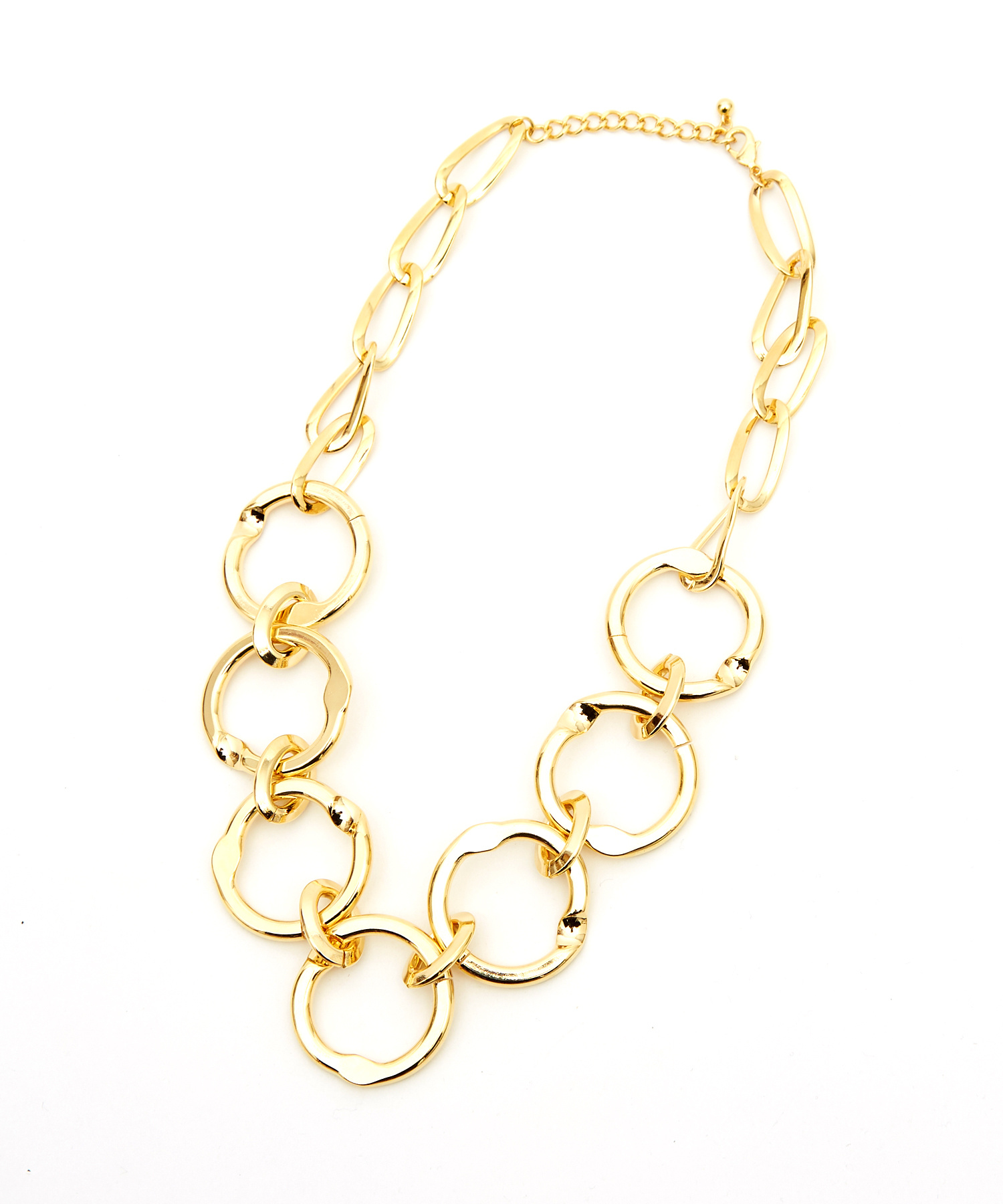 ビッグリングコンビチェーンネックレス(50cm) / メンズ レディース