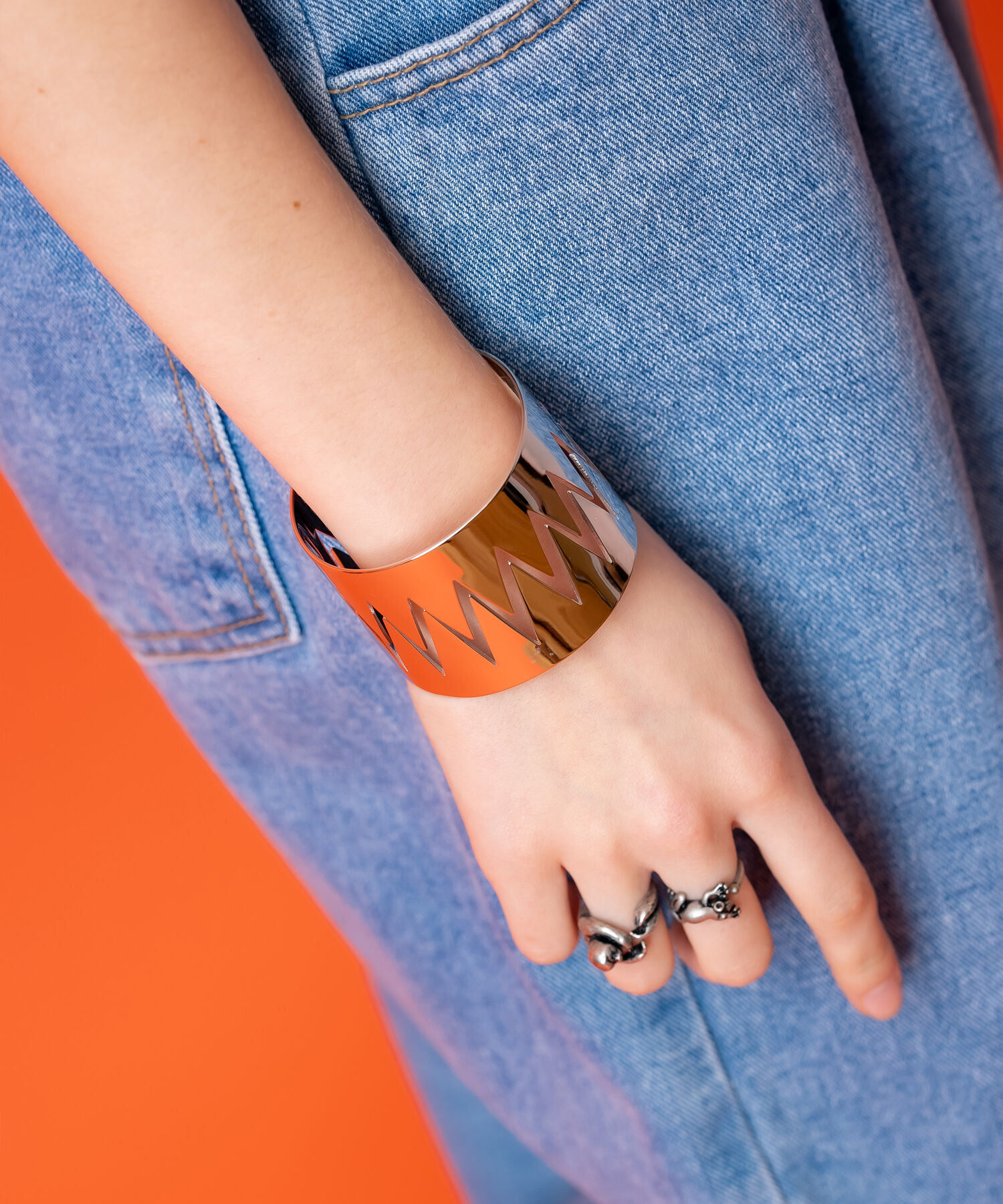 ギザギザメタルワイドバングル / 太め ブレスレット メンズ