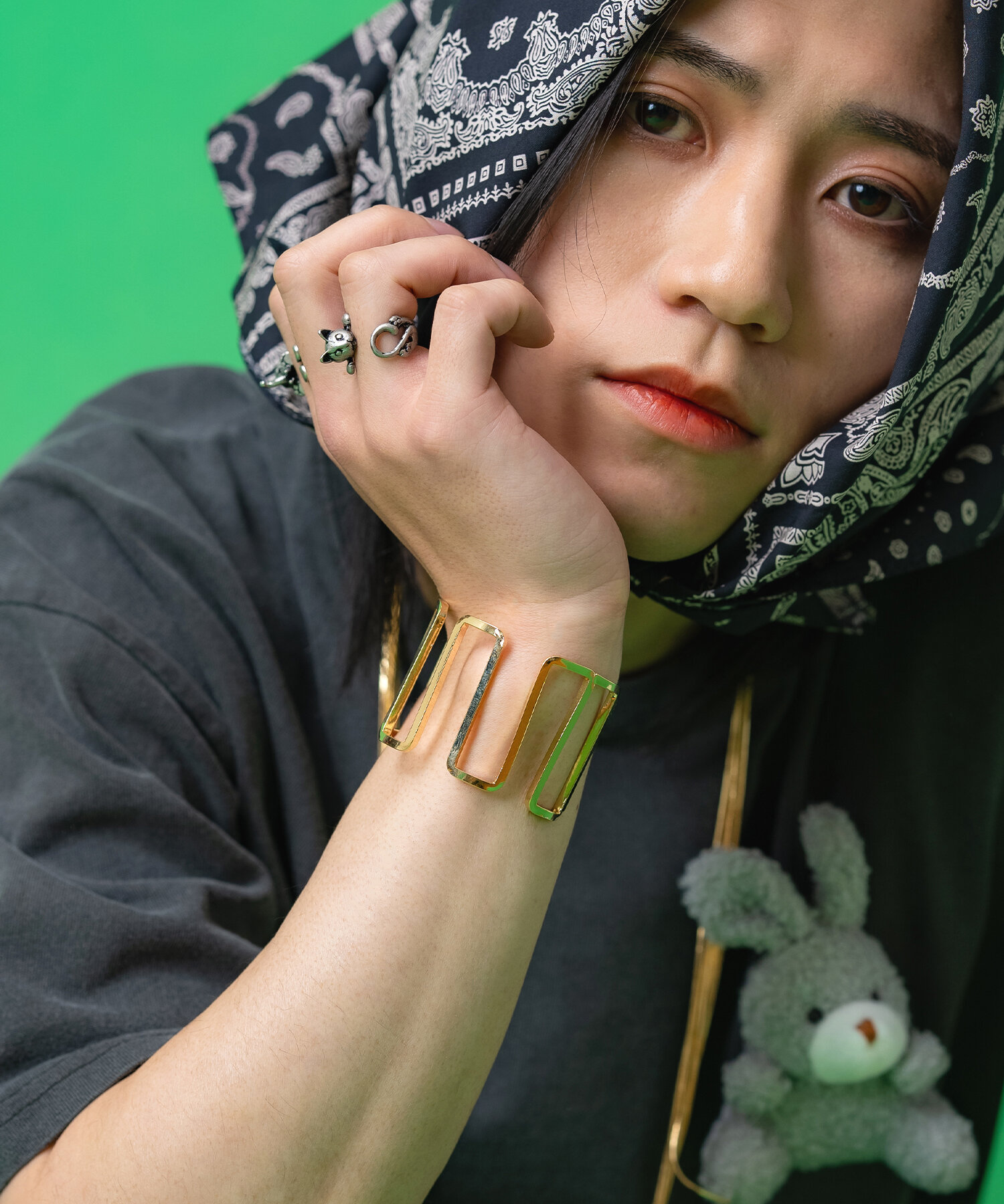 カクカクワイドメタルバングル / 太め ブレスレット メンズ レディース