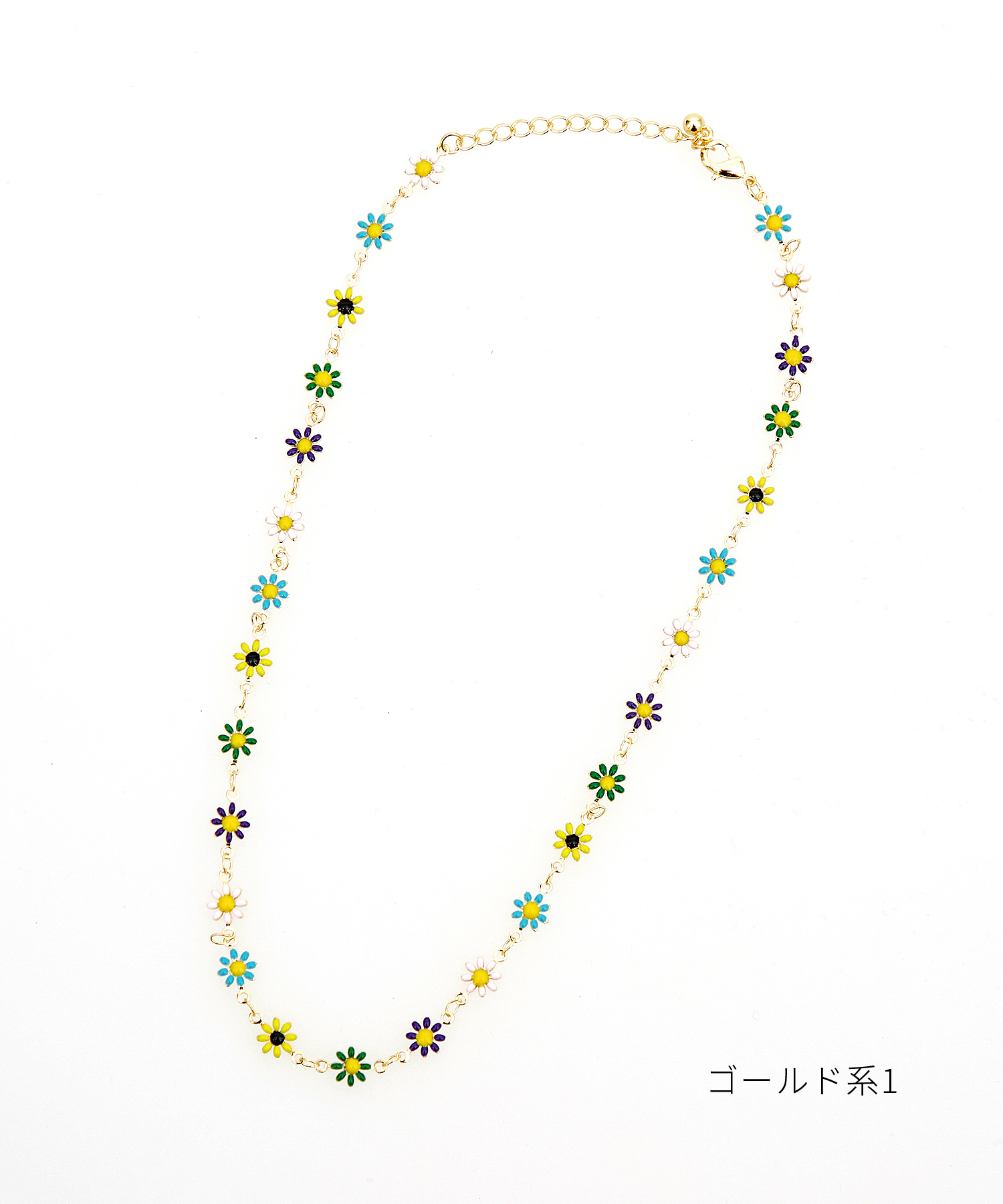フラワーメタルチェーンネックレス(45cm) / ユニセックス メンズ