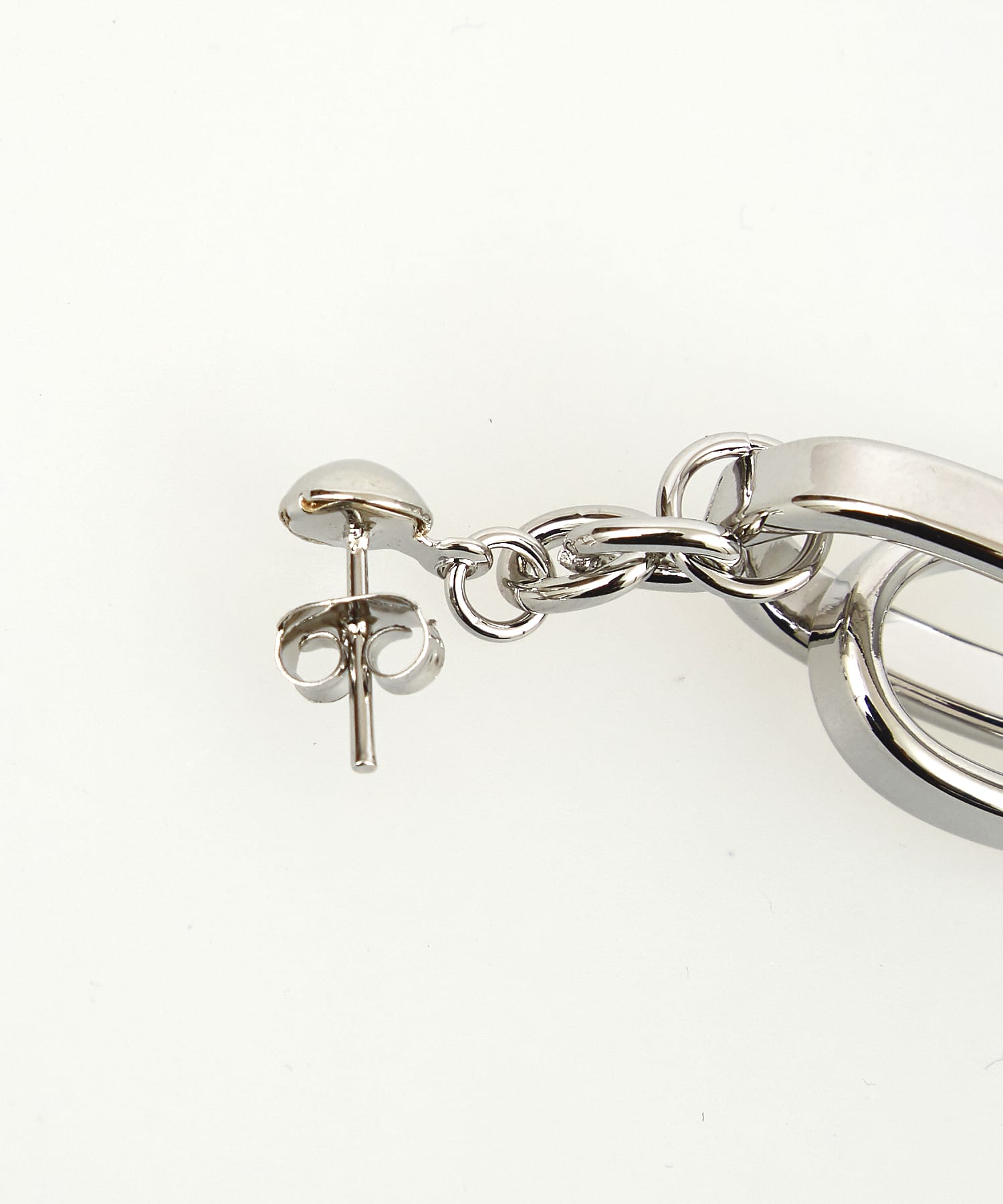 ビッグ2連リングメタルチェーンピアス / 両耳用 ユニセックス