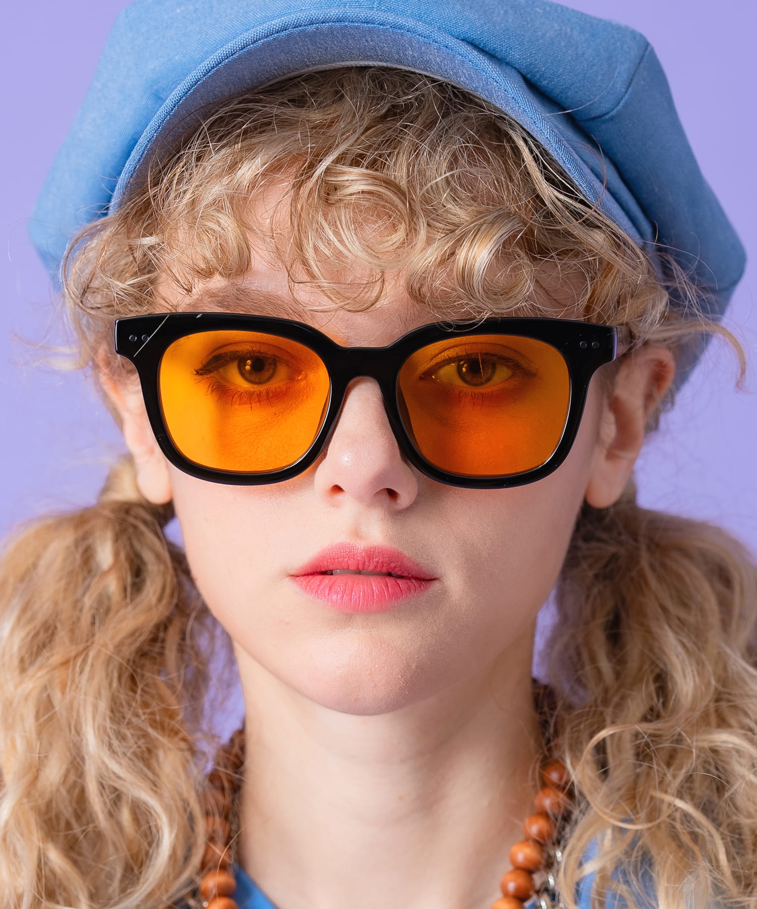 an meets zakka スクエア黒縁カラーレンズサングラス