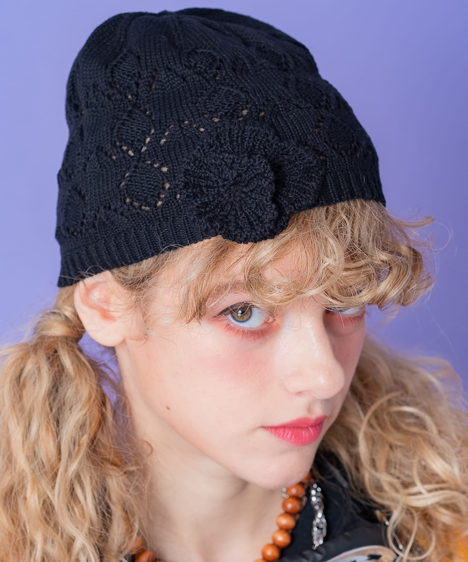 フラワーコサージュポイントサマーニットキャップ / レディース メンズ