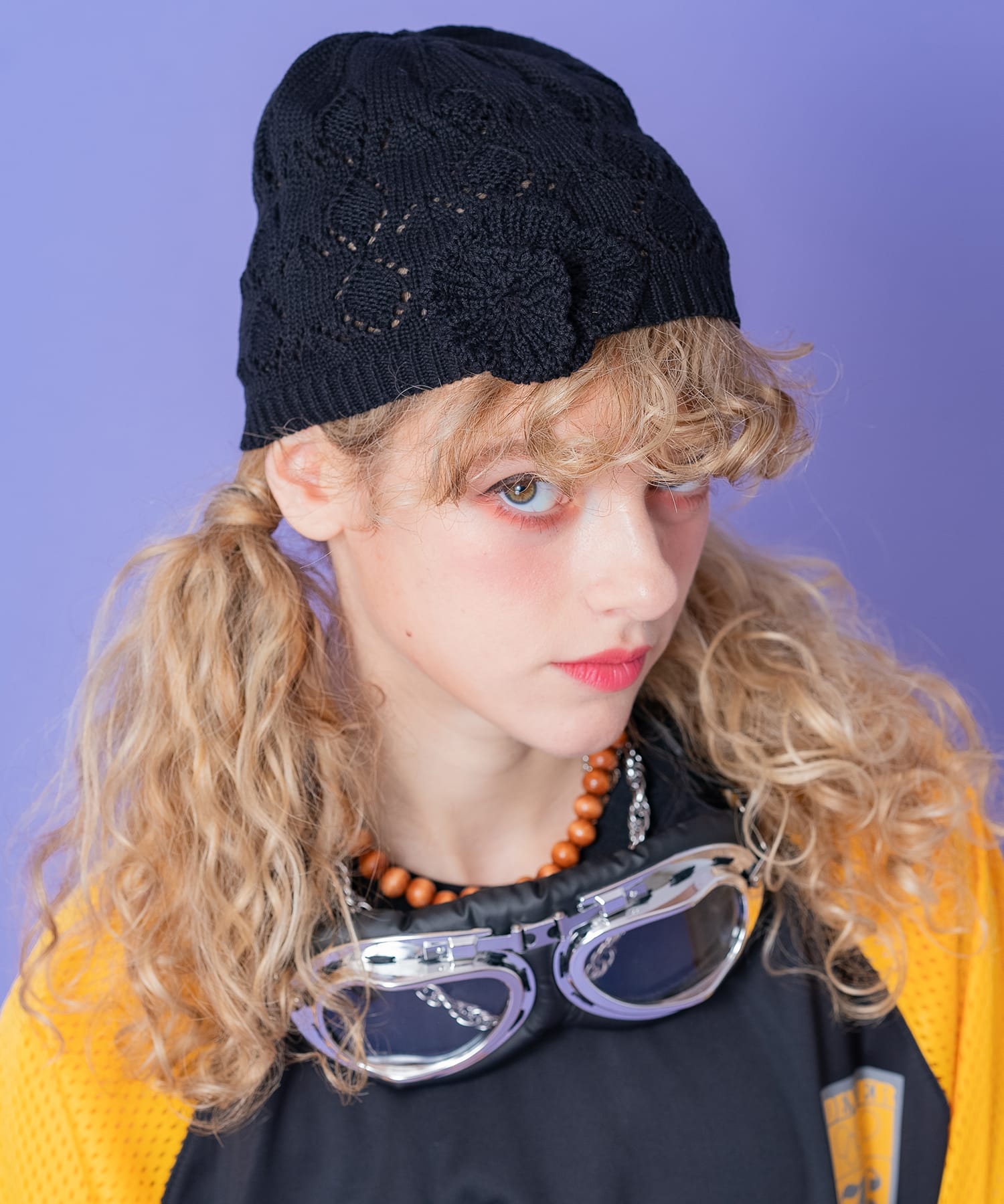 フラワーコサージュポイントサマーニットキャップ / レディース メンズ