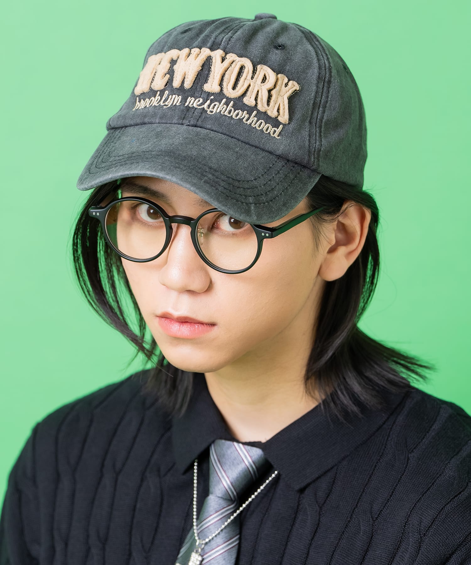 NEW YORKワッペン＆ロゴ刺繍フェードローキャップ / ベースボール BB