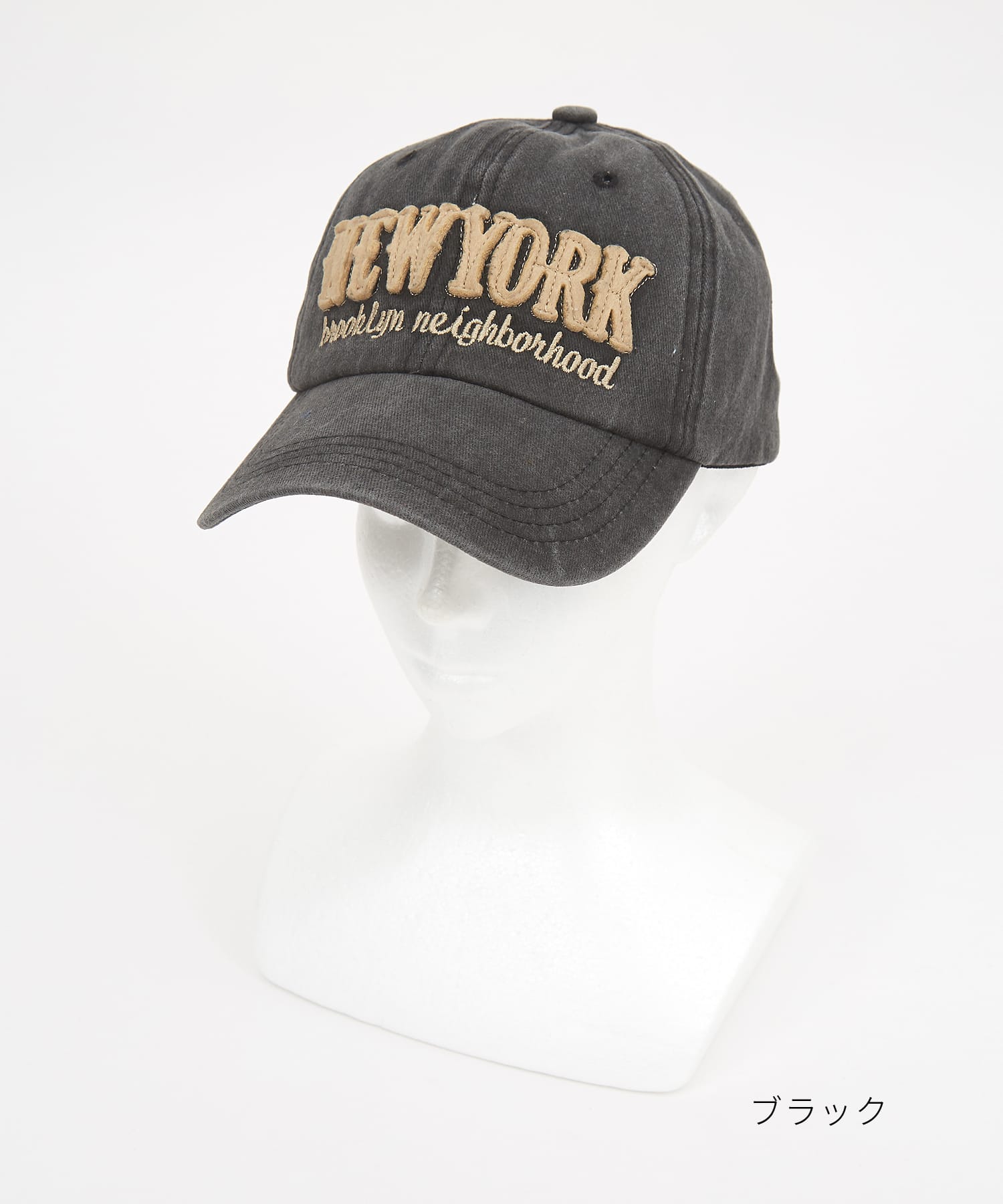 NEW YORKワッペン＆ロゴ刺繍フェードローキャップ / ベースボール BB