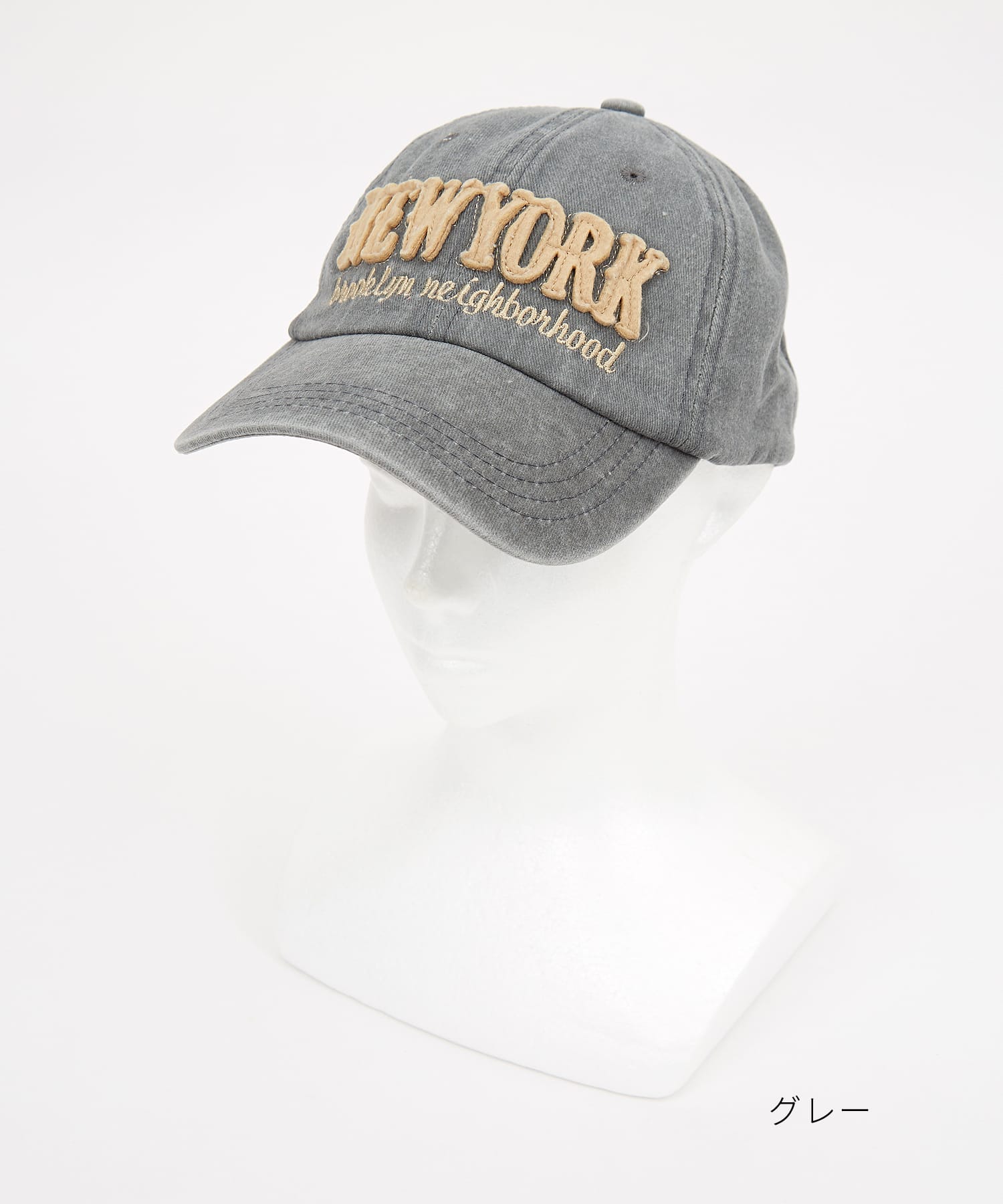 NEW YORKワッペン＆ロゴ刺繍フェードローキャップ / ベースボール BB