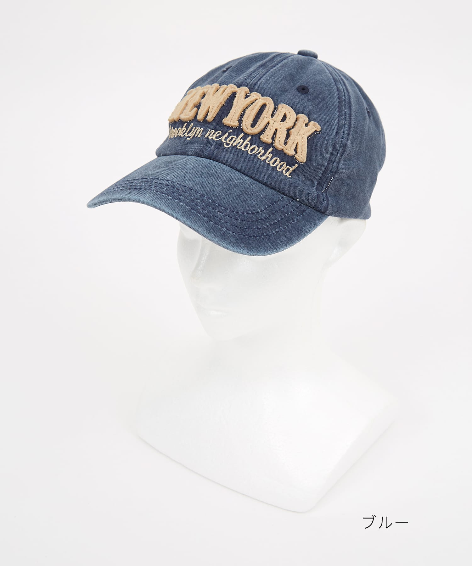 NEW YORKワッペン＆ロゴ刺繍フェードローキャップ / ベースボール BB