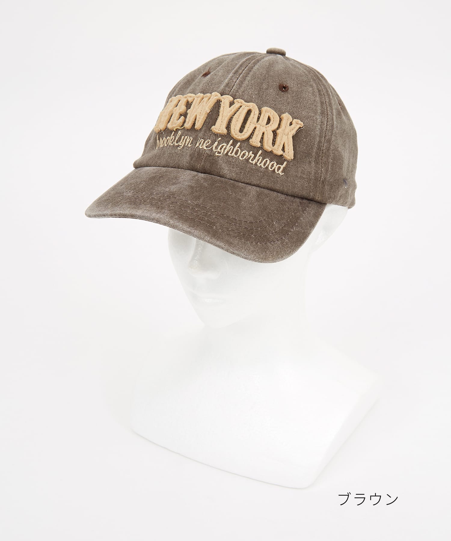 NEW YORKワッペン＆ロゴ刺繍フェードローキャップ / ベースボール BB