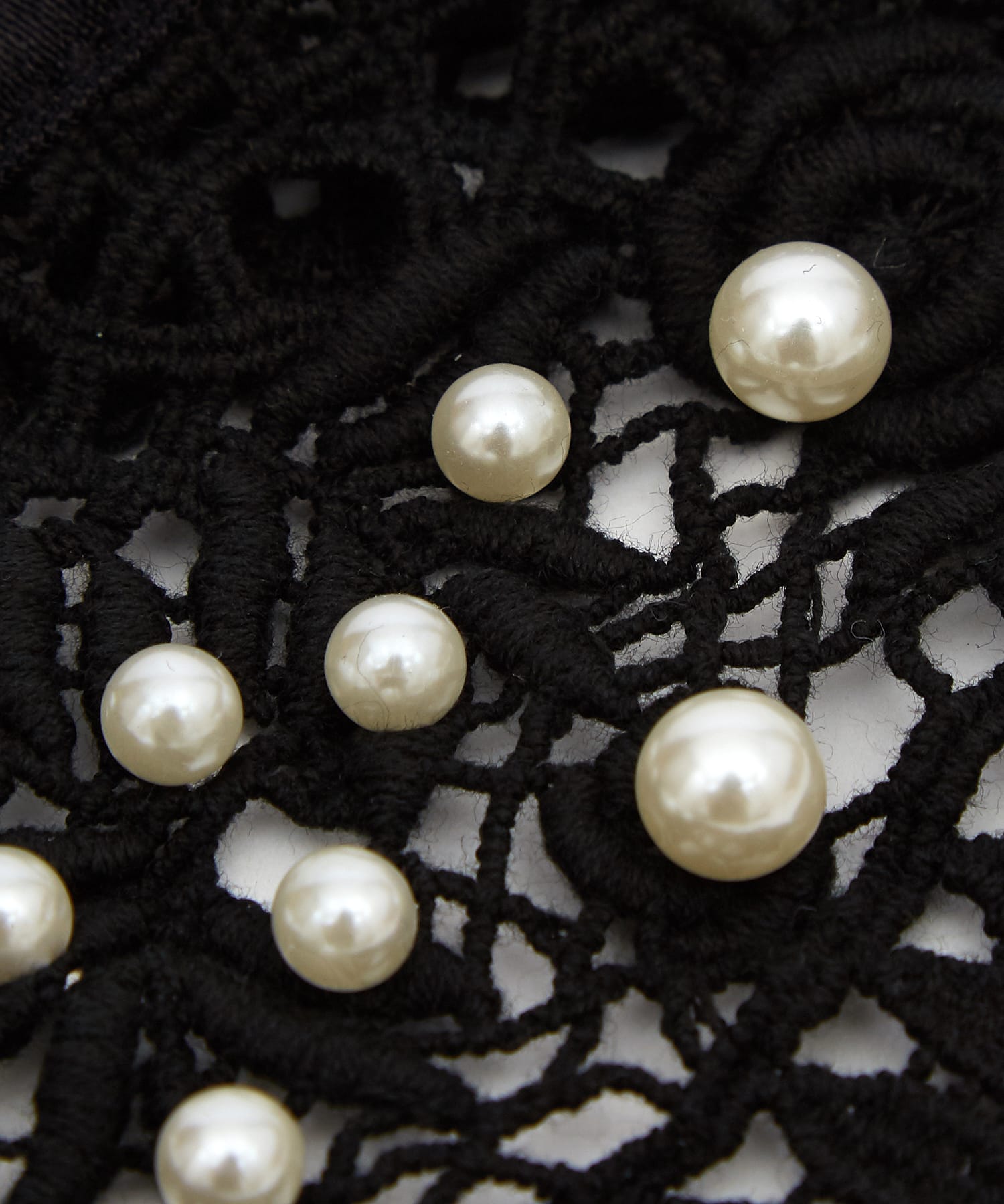 パール＆ビッグフラワーポイントレース付け襟 / レディース つけ