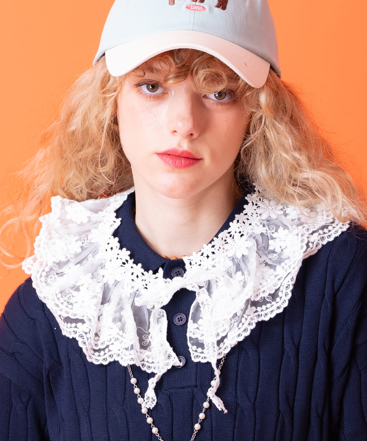 an meets zakka 小花模様チュールレース付け襟