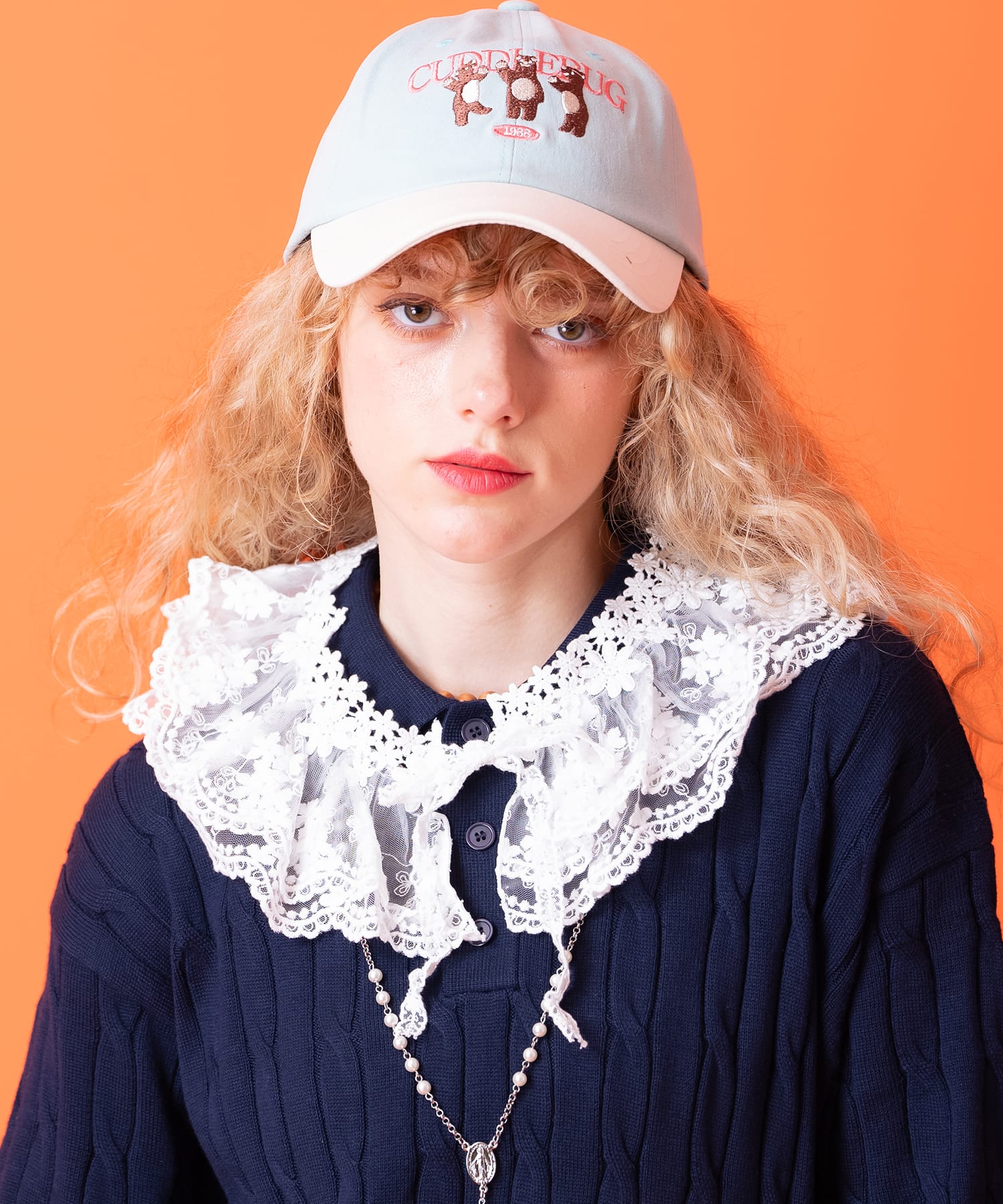 小花模様チュールレース付け襟 / レディース つけ襟 花柄 フリル