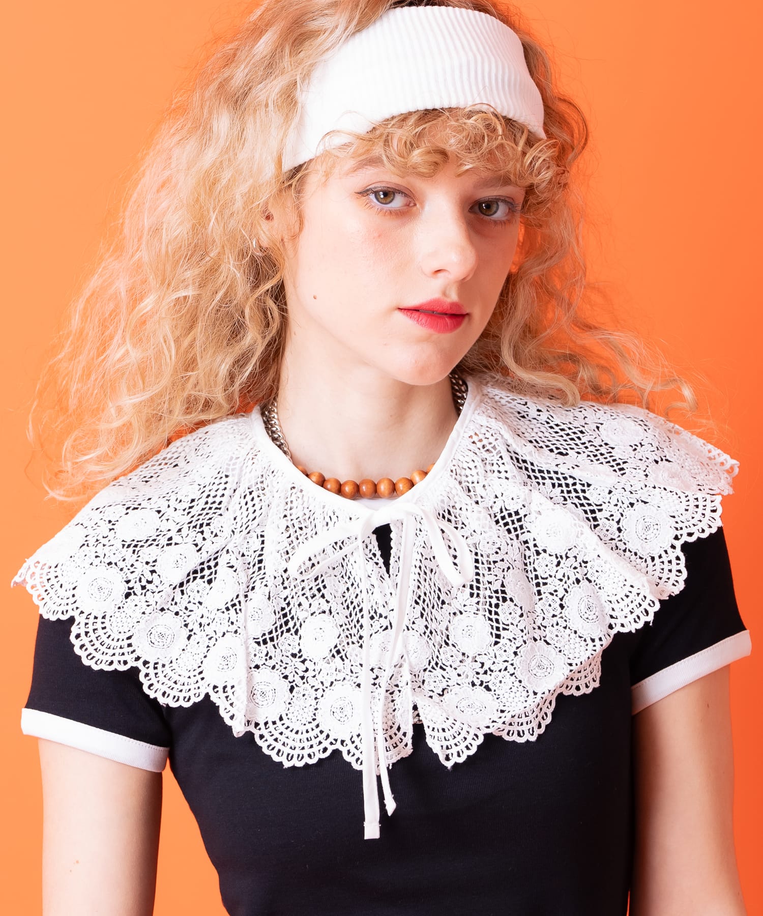 an meets zakka コットンメッシュレース付け襟