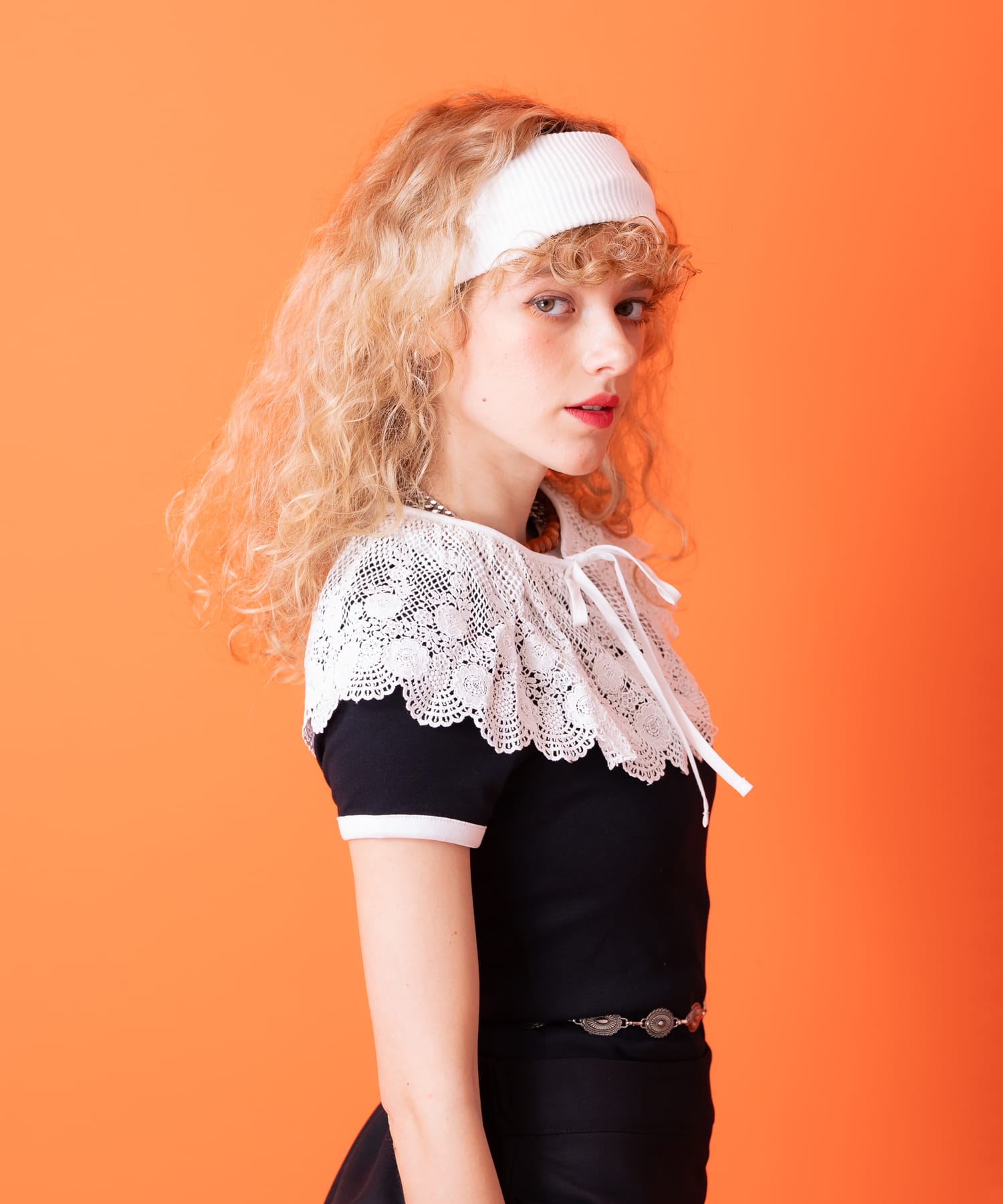 コットンメッシュレース付け襟 / レディース つけ襟 つけえり 花柄模様