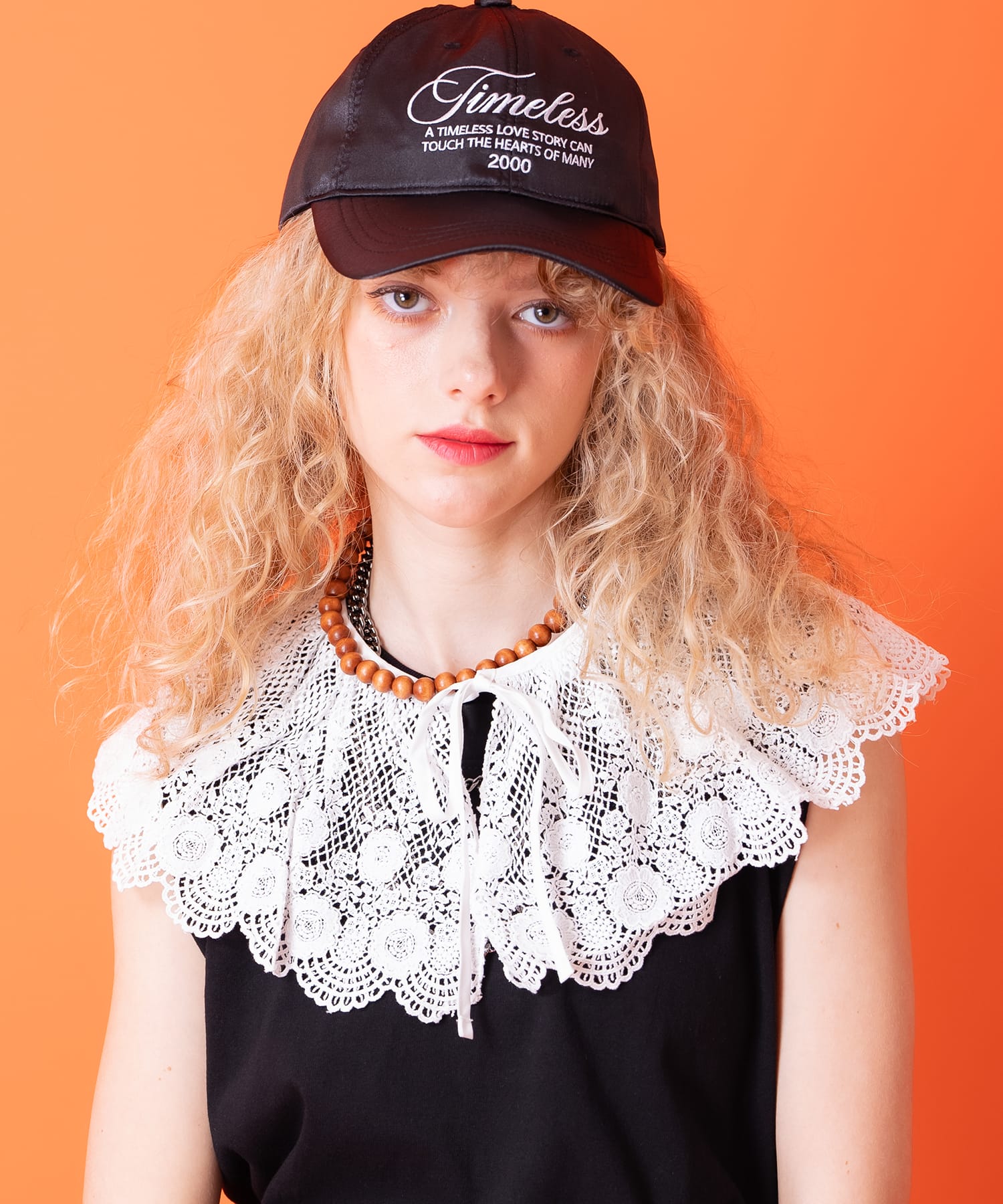 コットンメッシュレース付け襟 / レディース つけ襟 つけえり 花柄模様