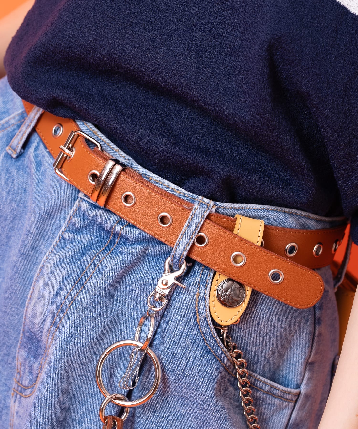 ハトメアイレット合成皮革ベルト / メンズ レディース ユニセックス