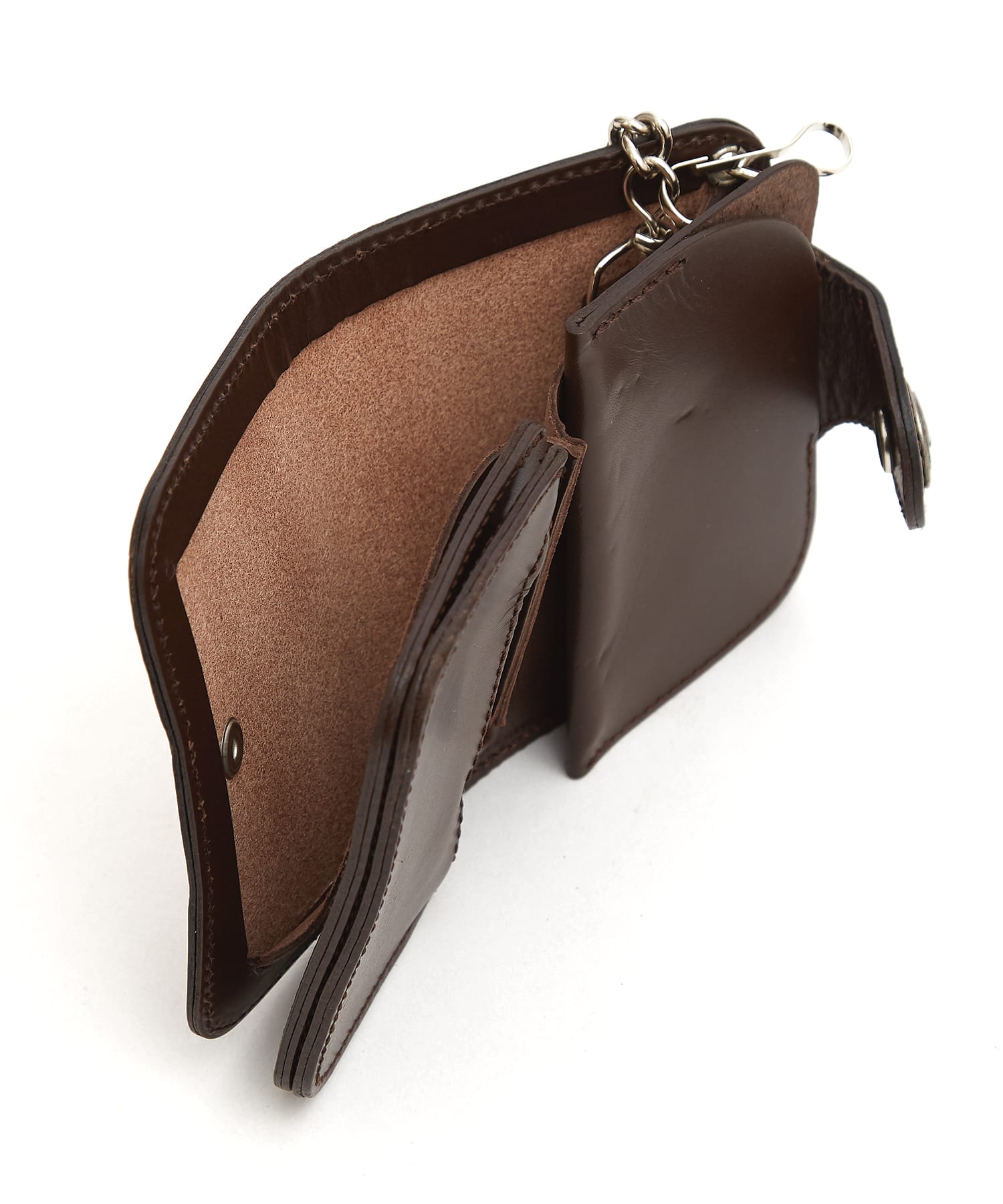 ネイティブ刻印コンチョフラップカウレザーウォレットチェーン付き二