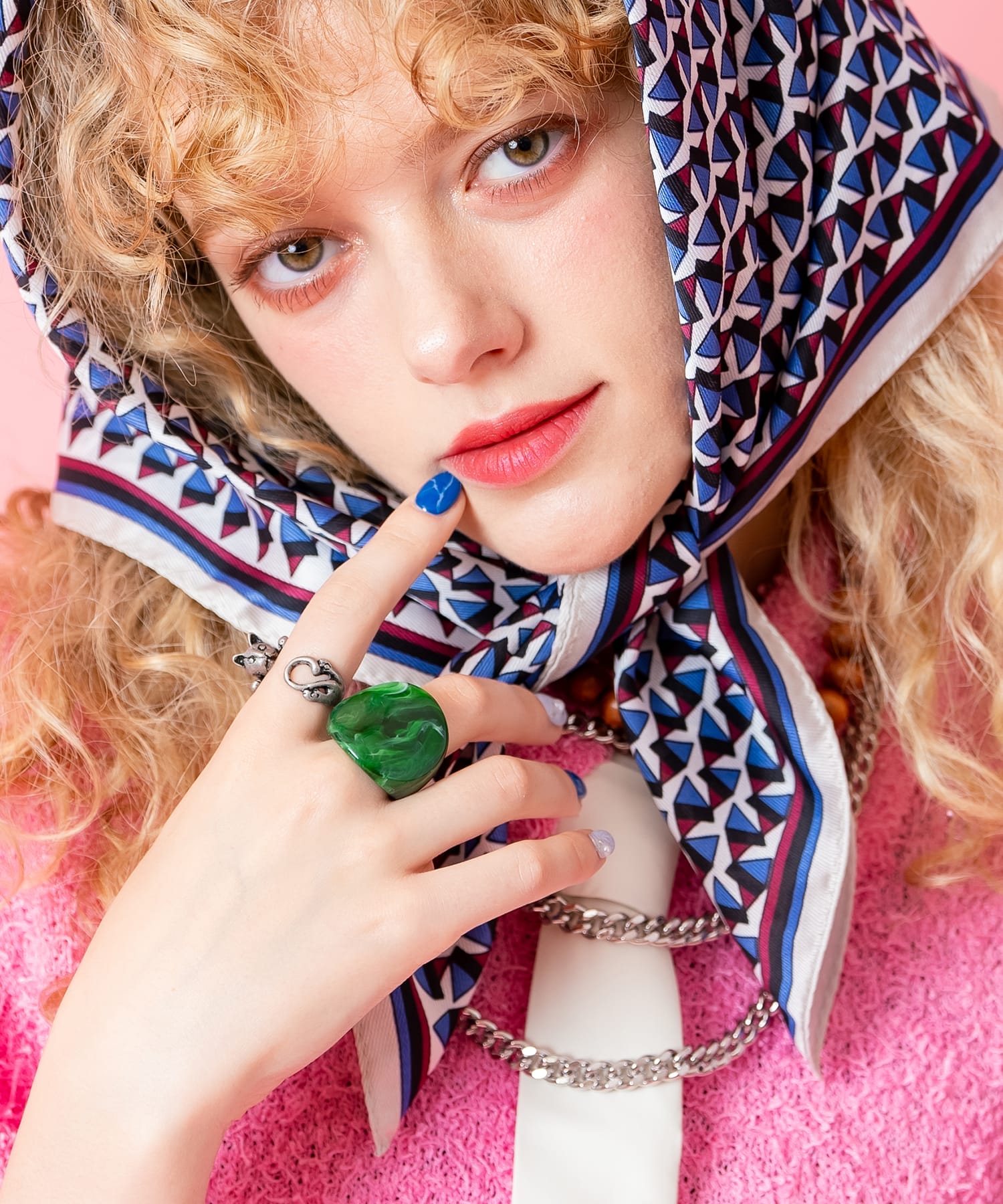 ビッグチャンキーマーブルレジンリング(15号) / 指輪 レディース