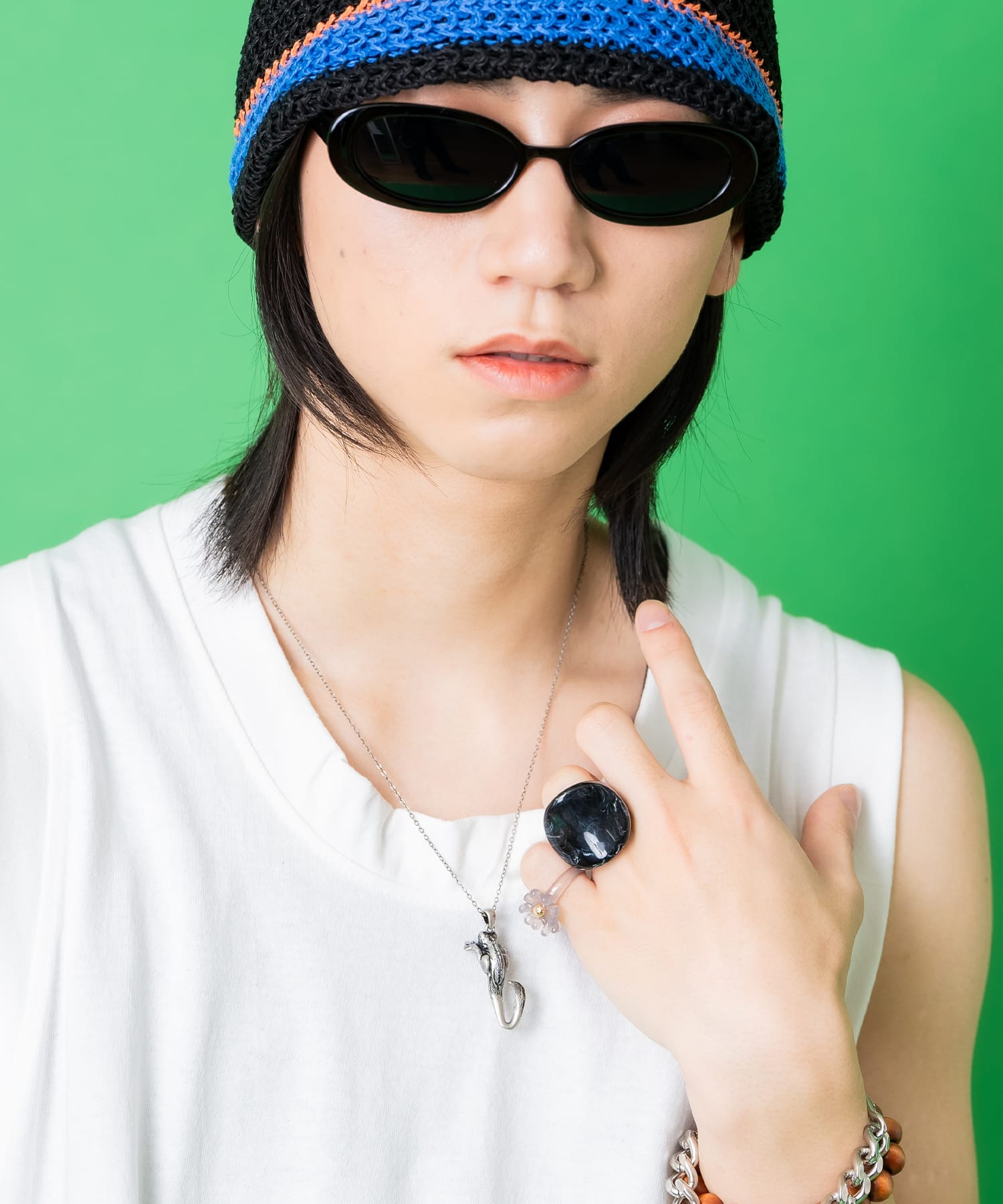 ビッグチャンキーマーブルレジンリング(15号) / 指輪 レディース