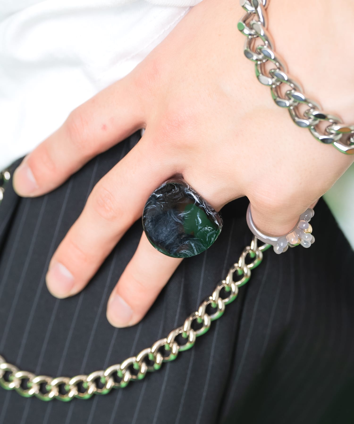 ビッグチャンキーマーブルレジンリング(15号) / 指輪 レディース