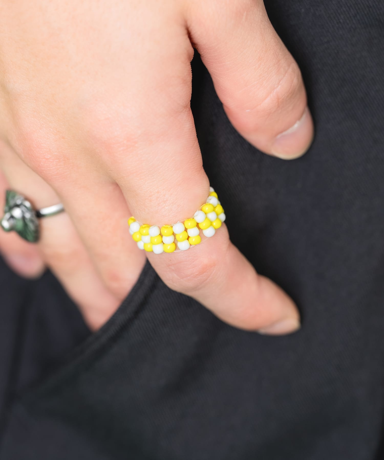 ツートーンカラービーズフリーサイズリング / 指輪 レディース メンズ