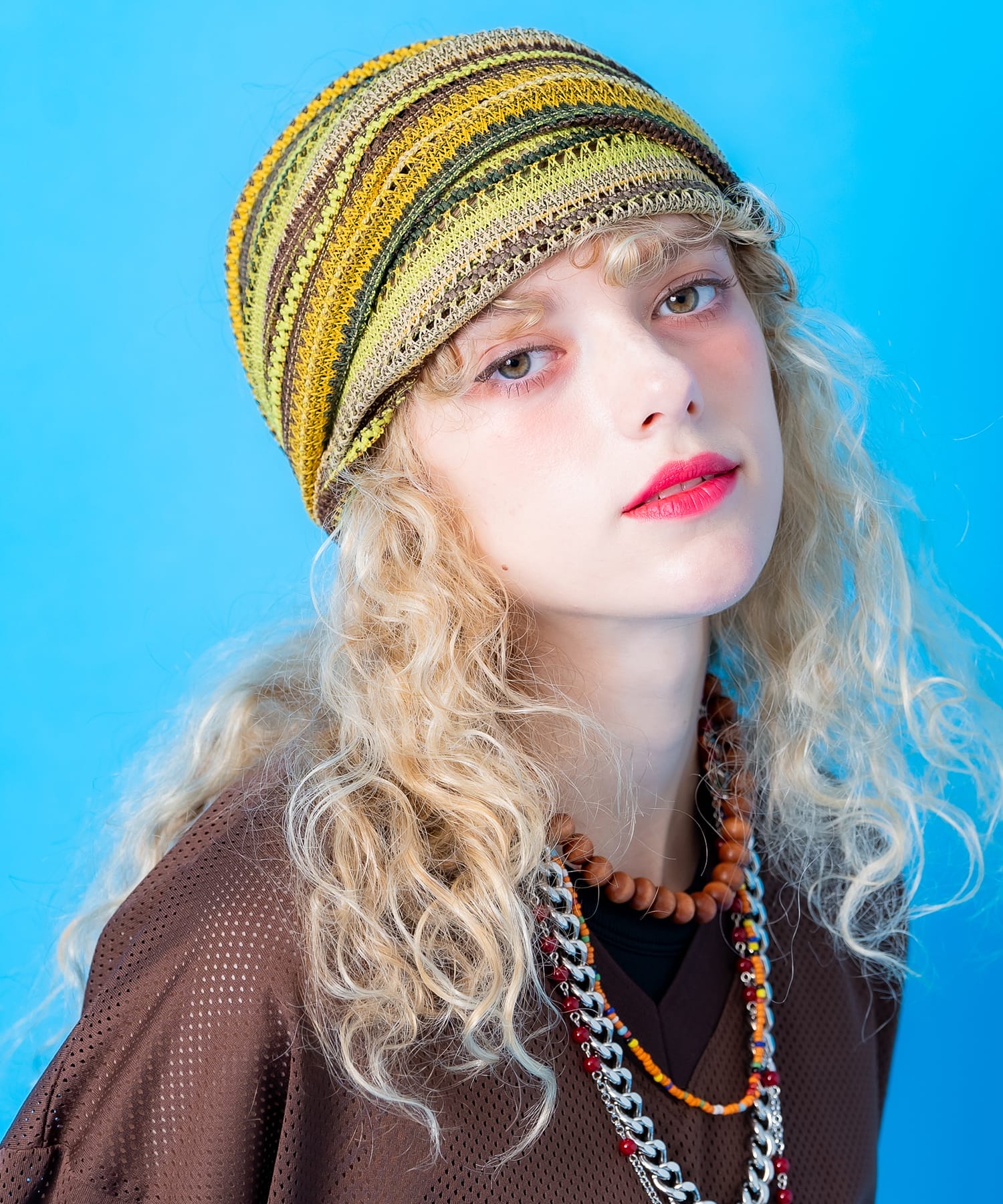 【期間限定 5％OFF】 an meets zakka ネイティブ柄マルチストライプコットンヘアターバン