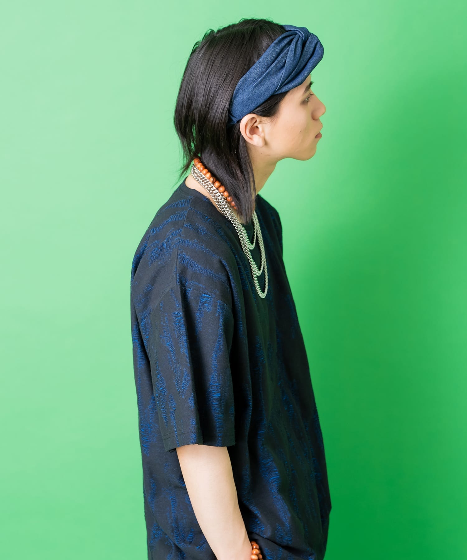 クロスボリュームデニムヘアターバン / ヘアバンド レディース メンズ