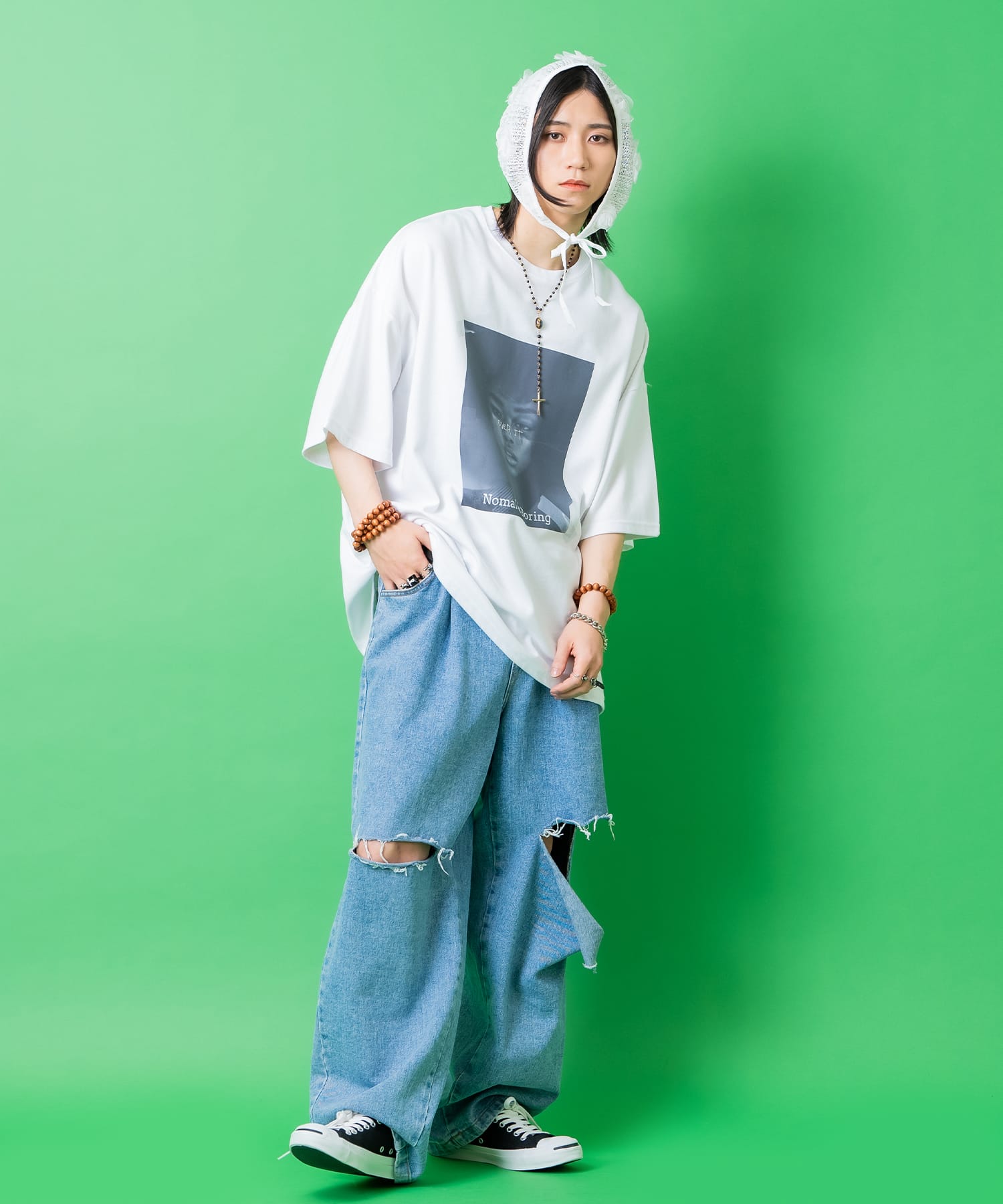 フラワーチュールコサージュメッシュバブーシュカ / 三角巾