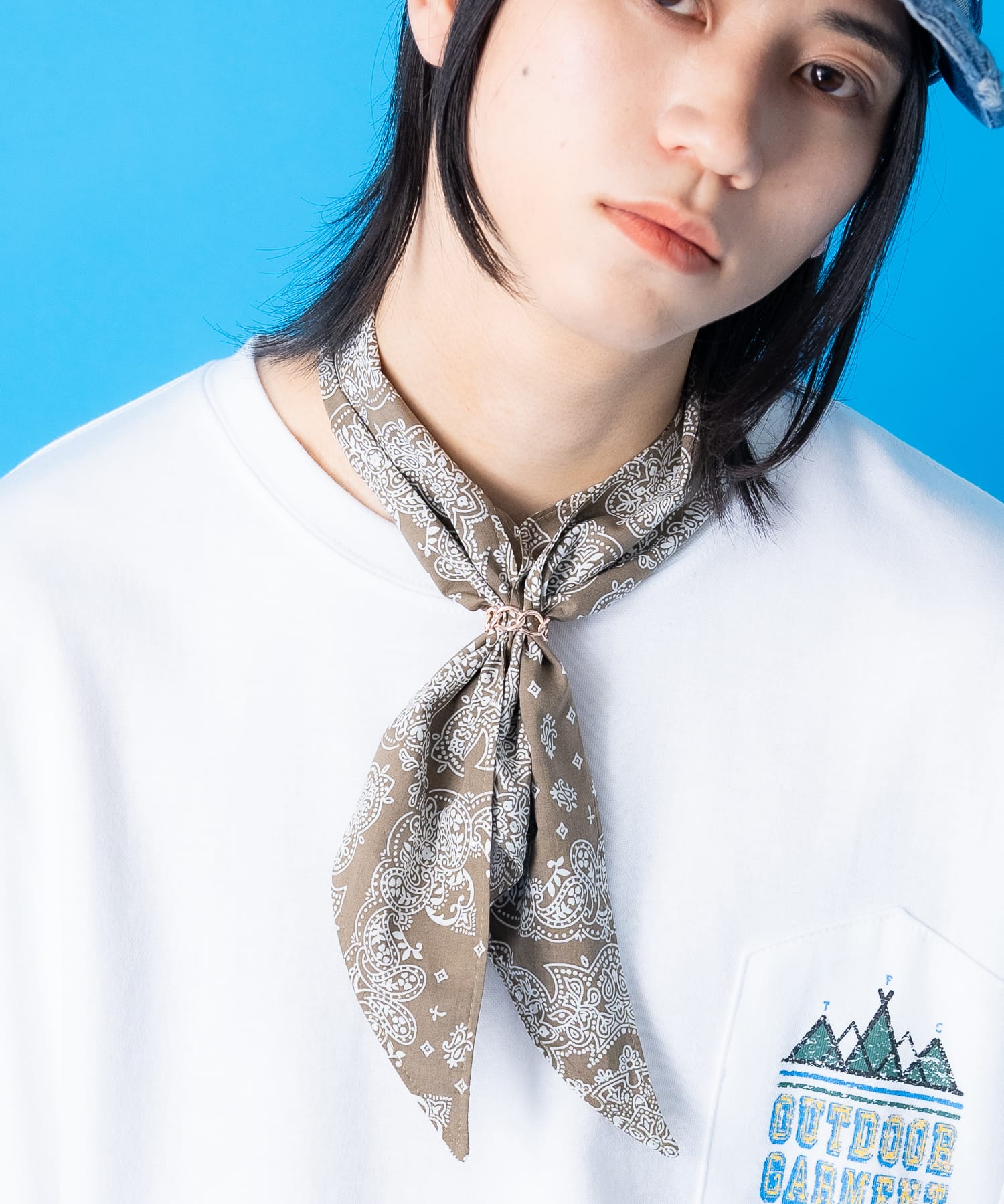VAKT. 撥水風呂敷 バンダナ スカーフ　ネイビー ホワイト カヤ スカーフ バンダナ 「水木しげる」撥水風呂敷 レディース メンズ